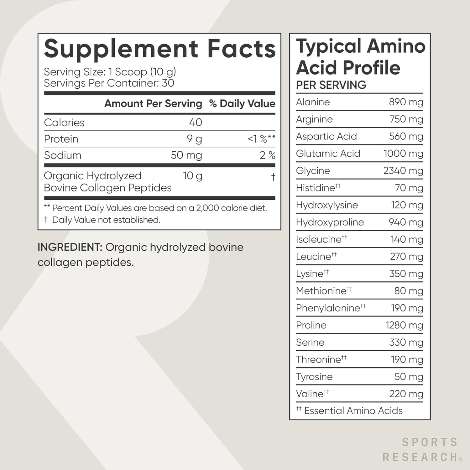 Sports Research Organic Collagen Peptides (30 Servings) thumbnail 5