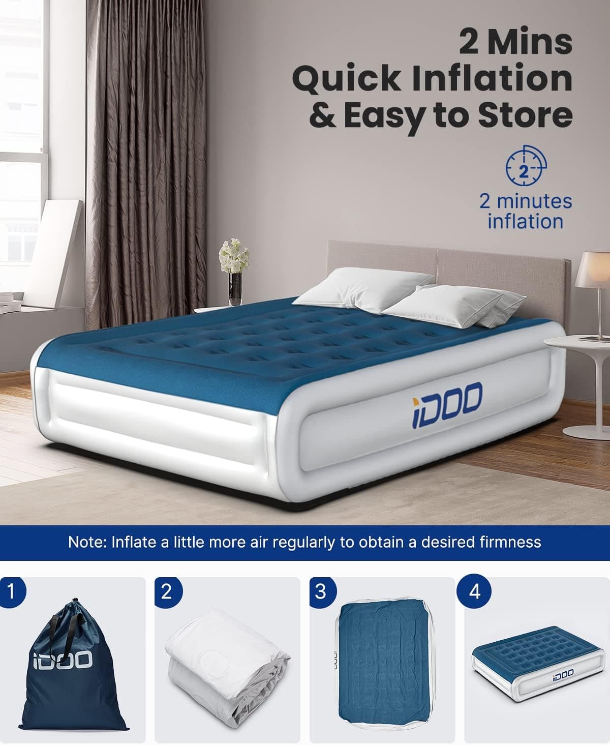 iDOO Queen Air Mattress with Built-in Pump thumbnail 2