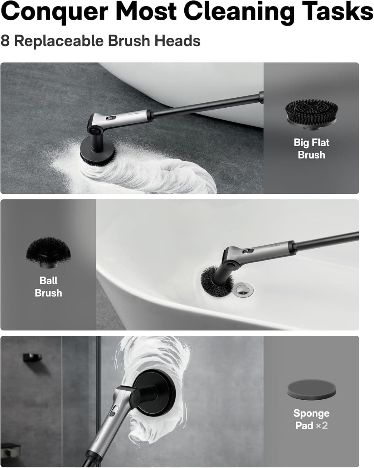 HOTO Flexi Cordless Electric Spin Scrubber thumbnail 4