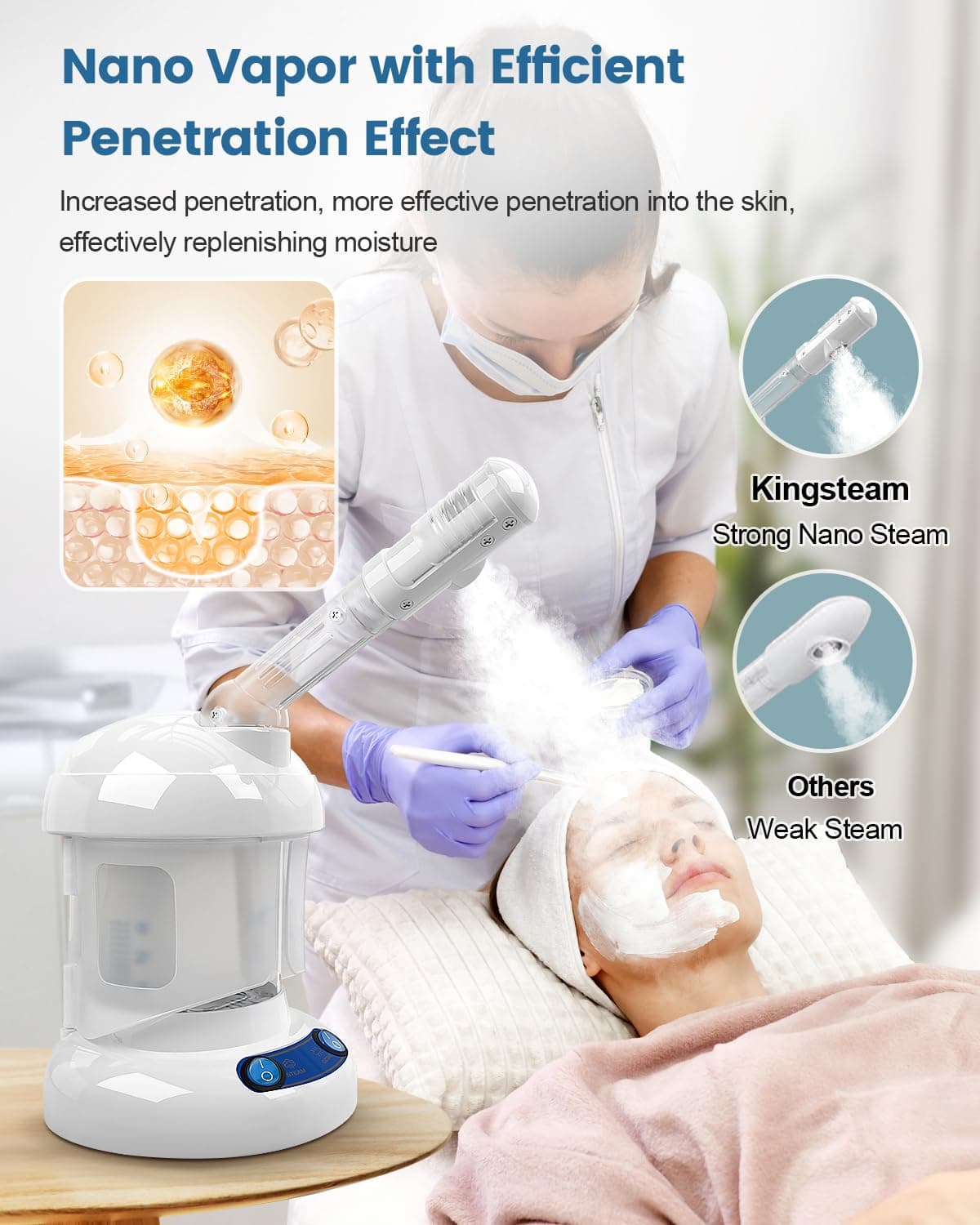 Kingsteam Tabletop Facial Steamer with 360° Rotating Arm thumbnail 2