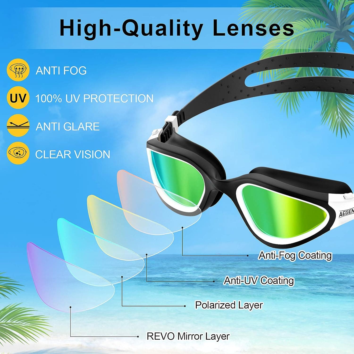 Aegend Polarized Swim Goggles thumbnail 3