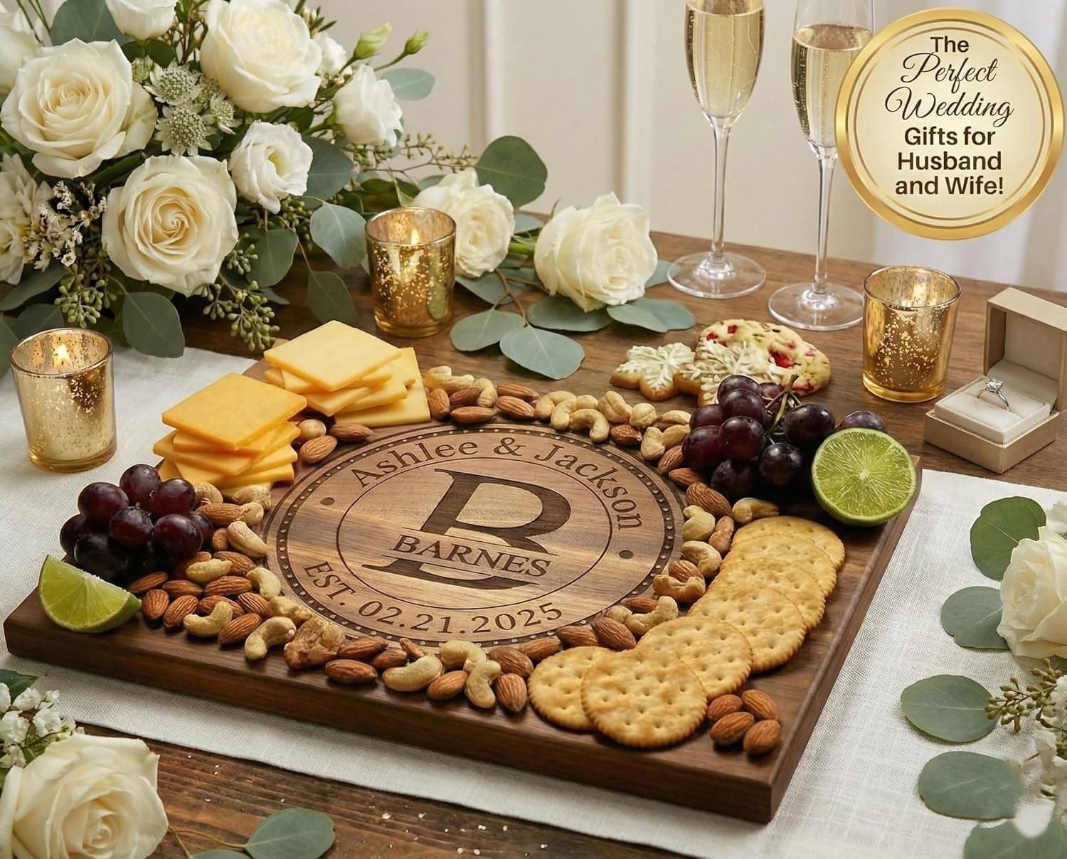 Naked Wood Works Custom Cutting Board - Personalized with Names & Wedding Date thumbnail 2