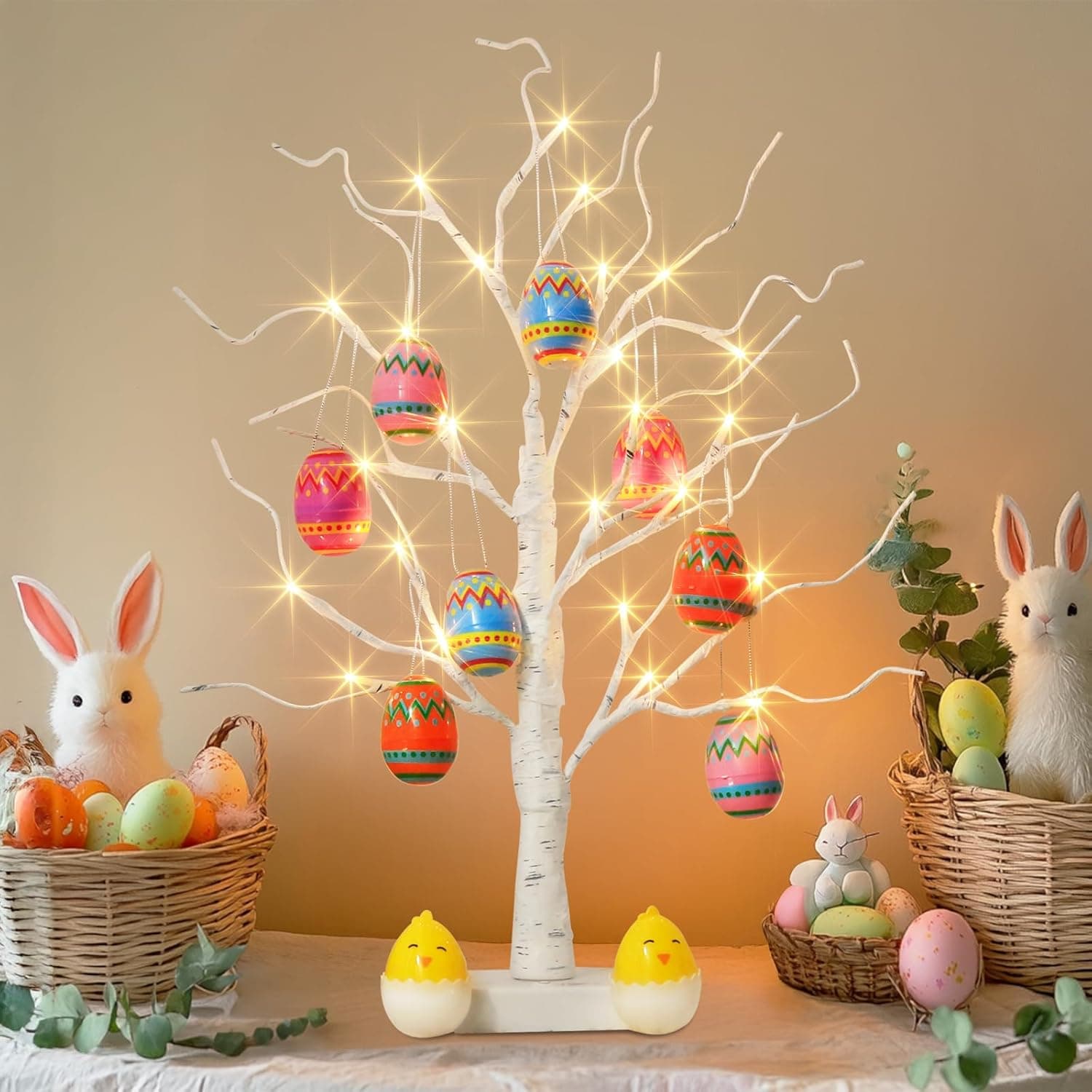 EAMBRITE Lighted Easter Egg Tree with 10 Egg Ornaments thumbnail 5