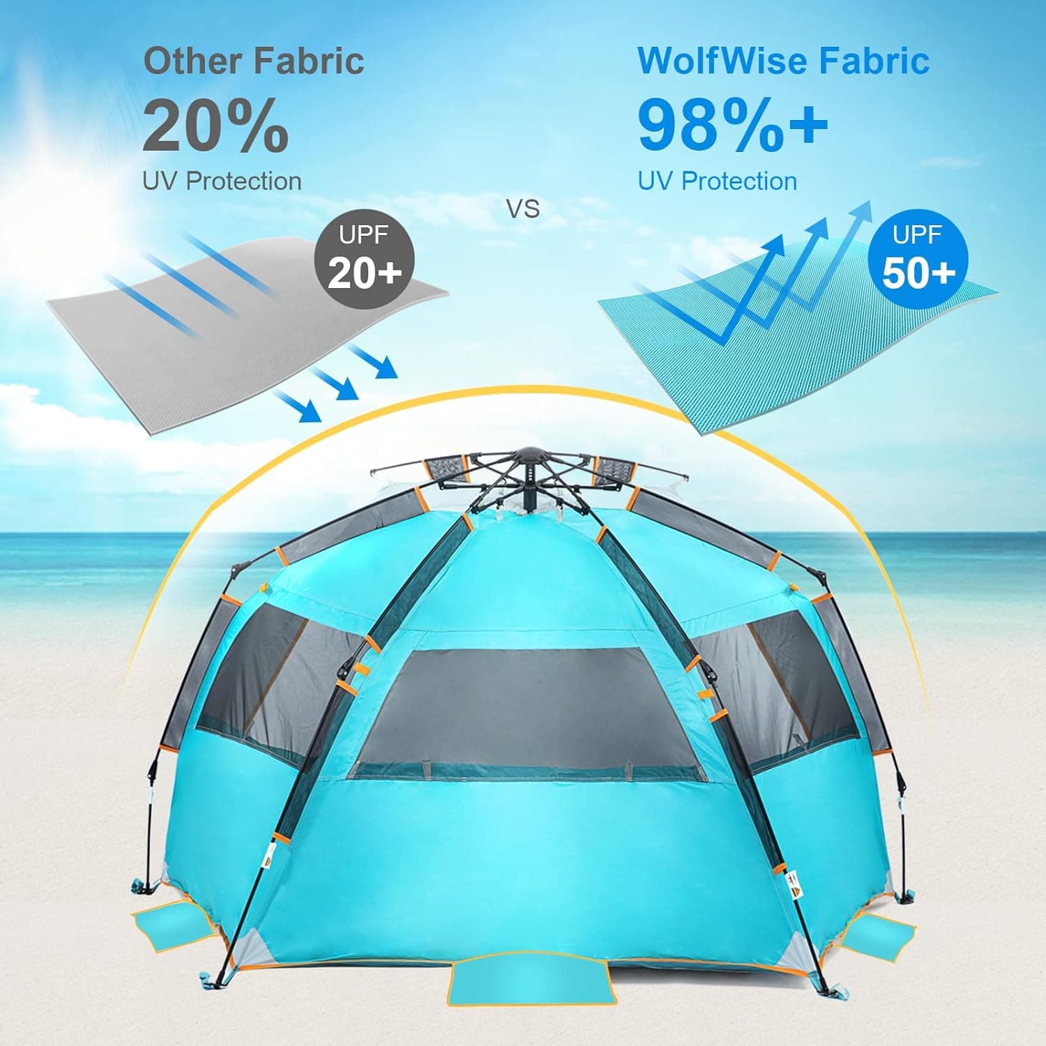 WolfWise 3-4 Person Pop Up Beach Tent thumbnail 5