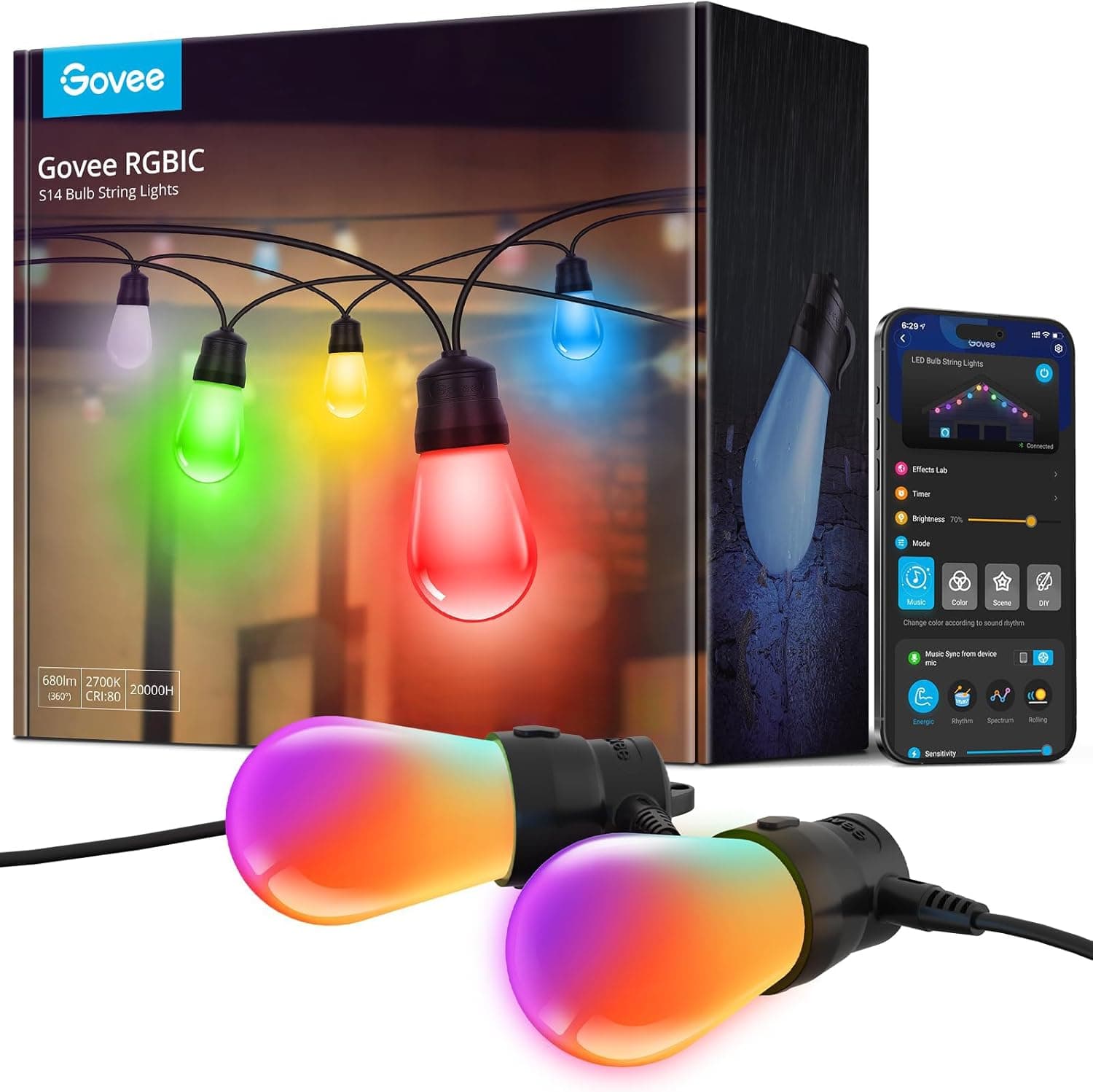 Govee Smart Outdoor String Lights H7015 48ft RGBIC - image 1