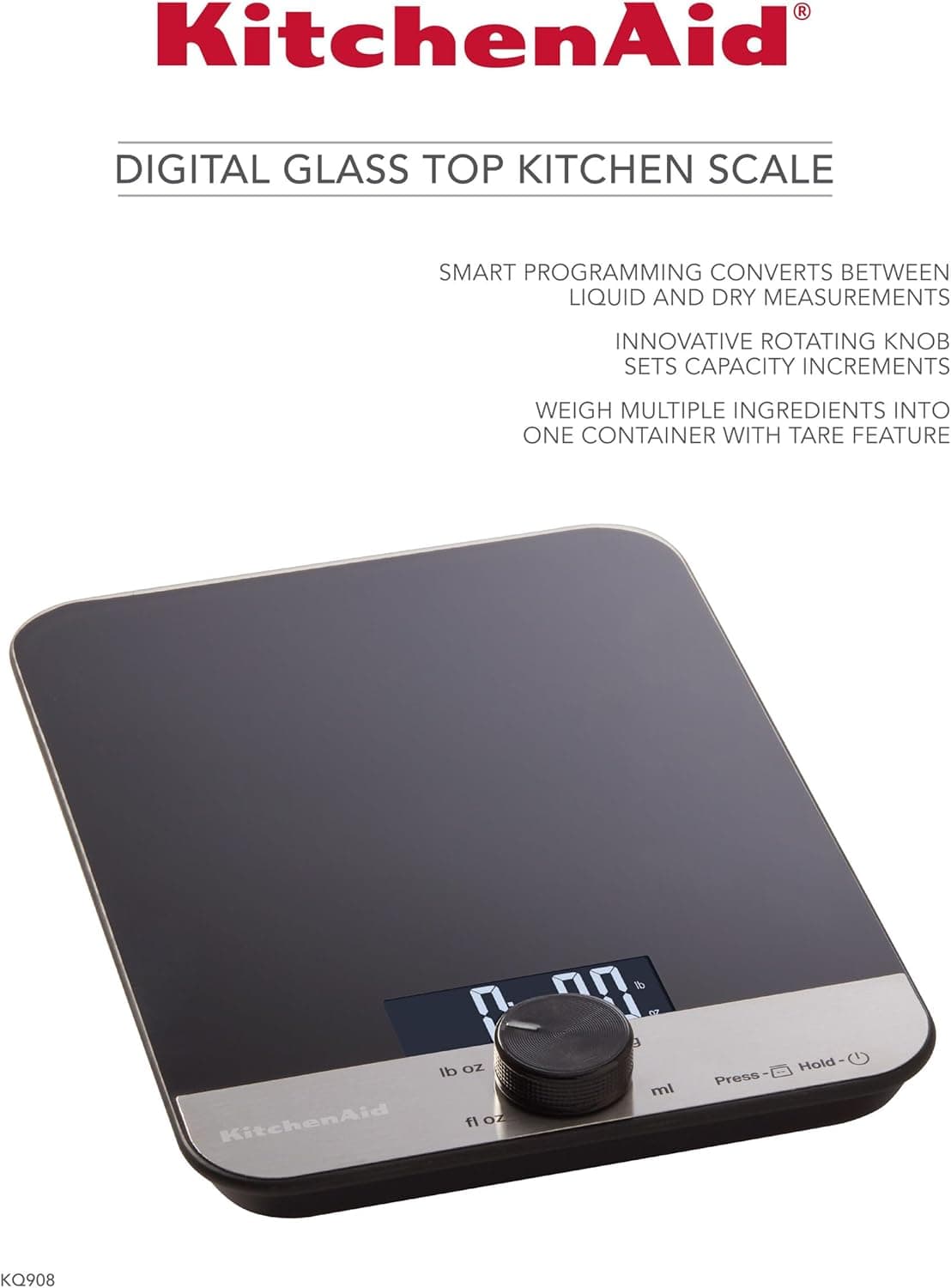 KitchenAid KQ908 Glass Surface Digital Kitchen Scale thumbnail 4