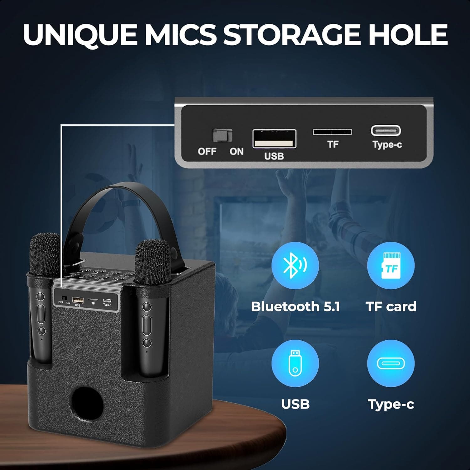 Verkstar Karaoke Machine with 2 Wireless Microphones thumbnail 5