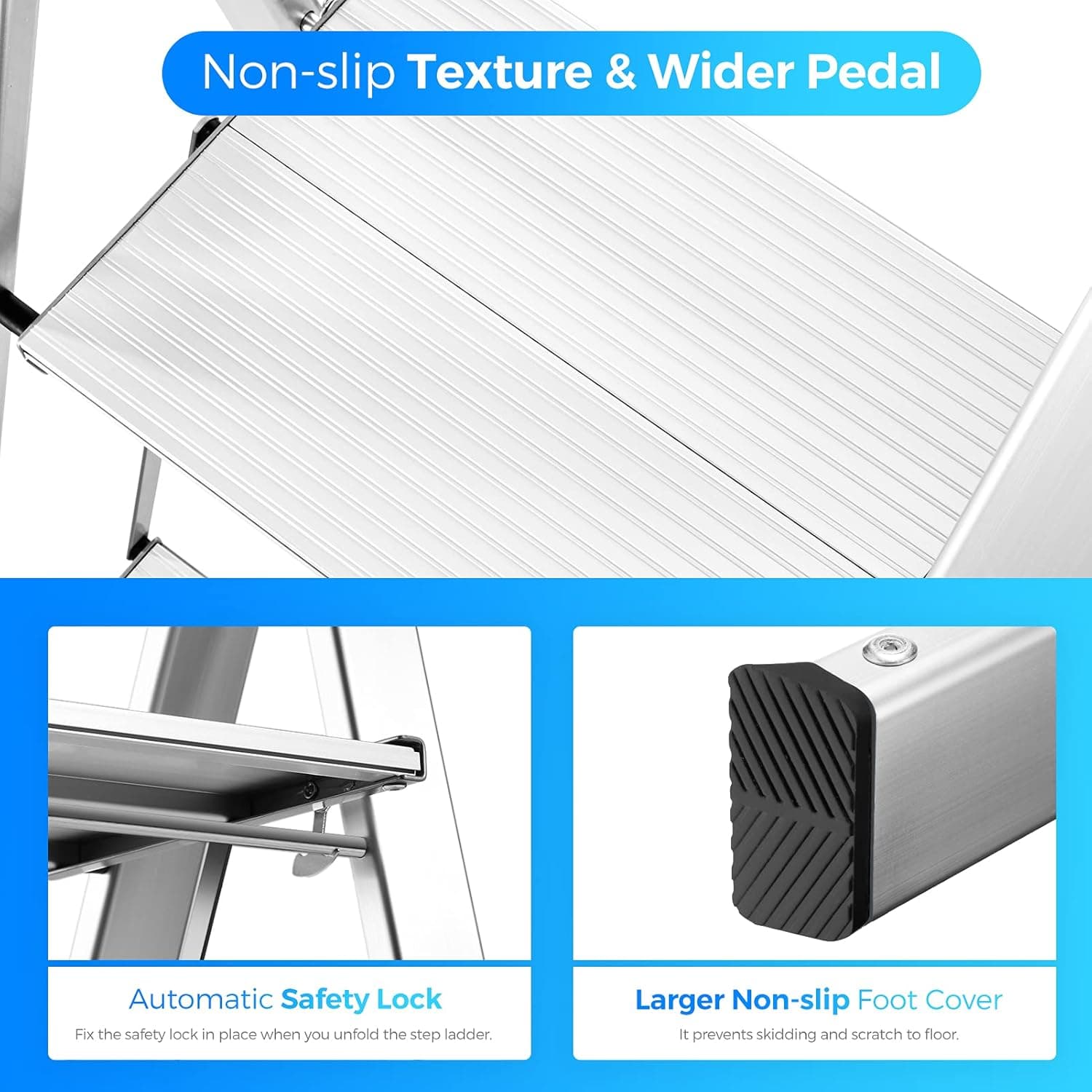 Delxo 3 Step Aluminum Folding Ladder thumbnail 3