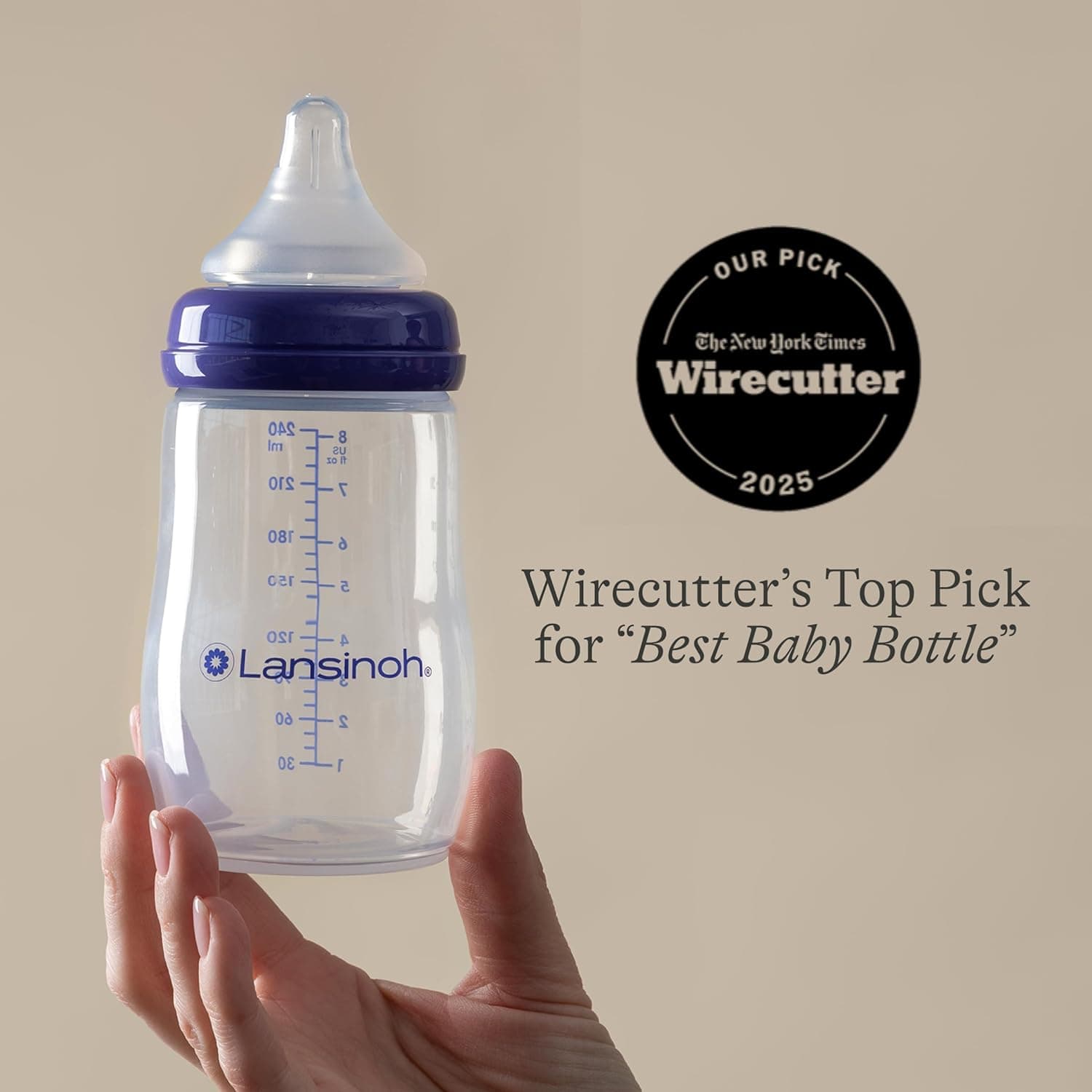 Lansinoh Anti-Colic Baby Bottles with NaturalWave Nipple (8 oz, 3-Pack) thumbnail 4