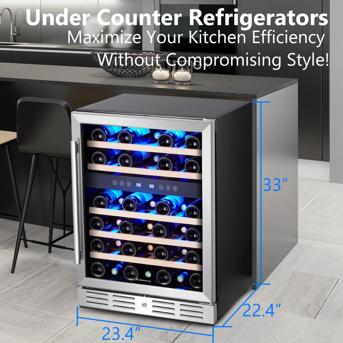 Kalamera 24 Inch 37-Bottle Dual Zone Wine Cooler thumbnail 3