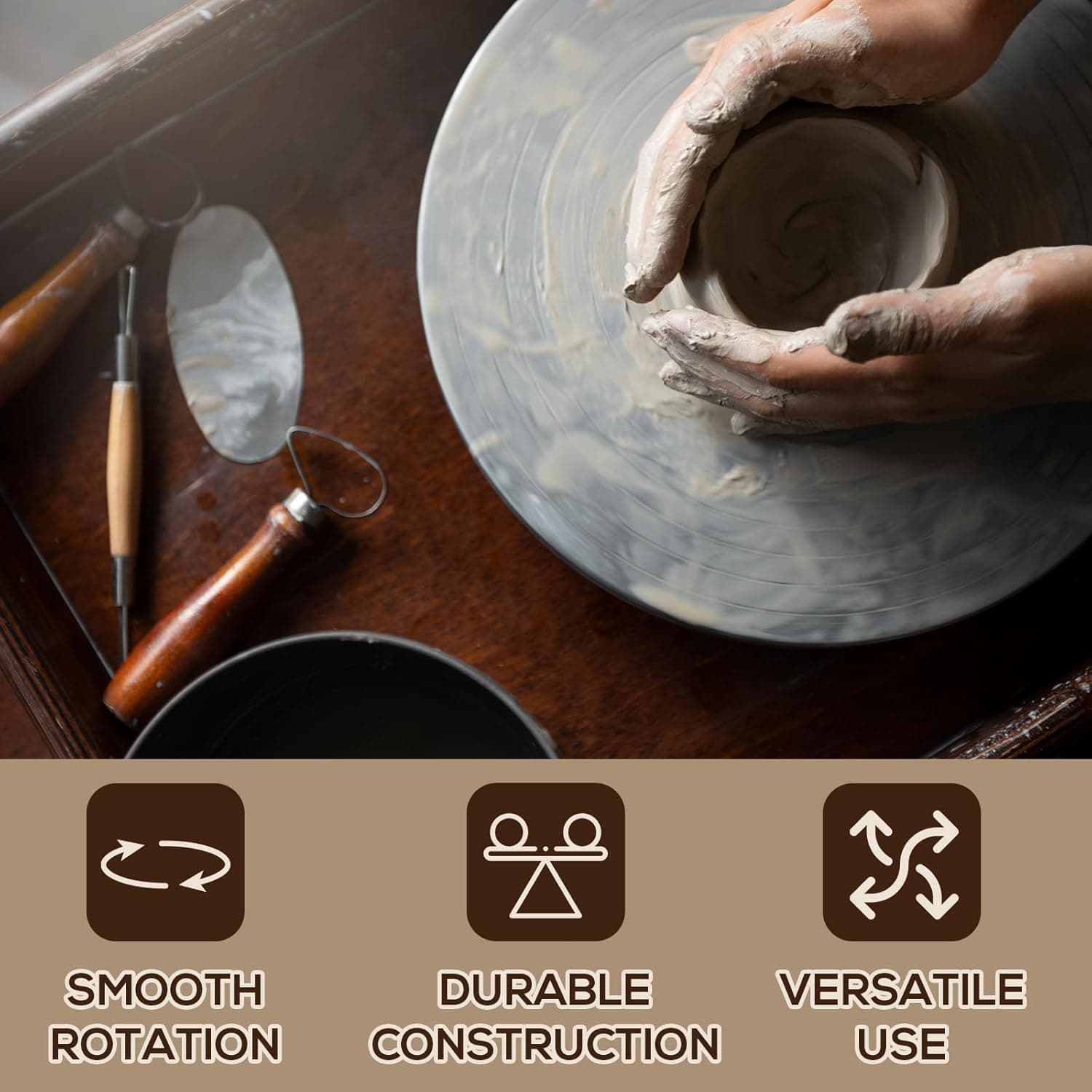 Falling in Art 12 Inch Heavy Duty Metal Pottery Banding Wheel thumbnail 5