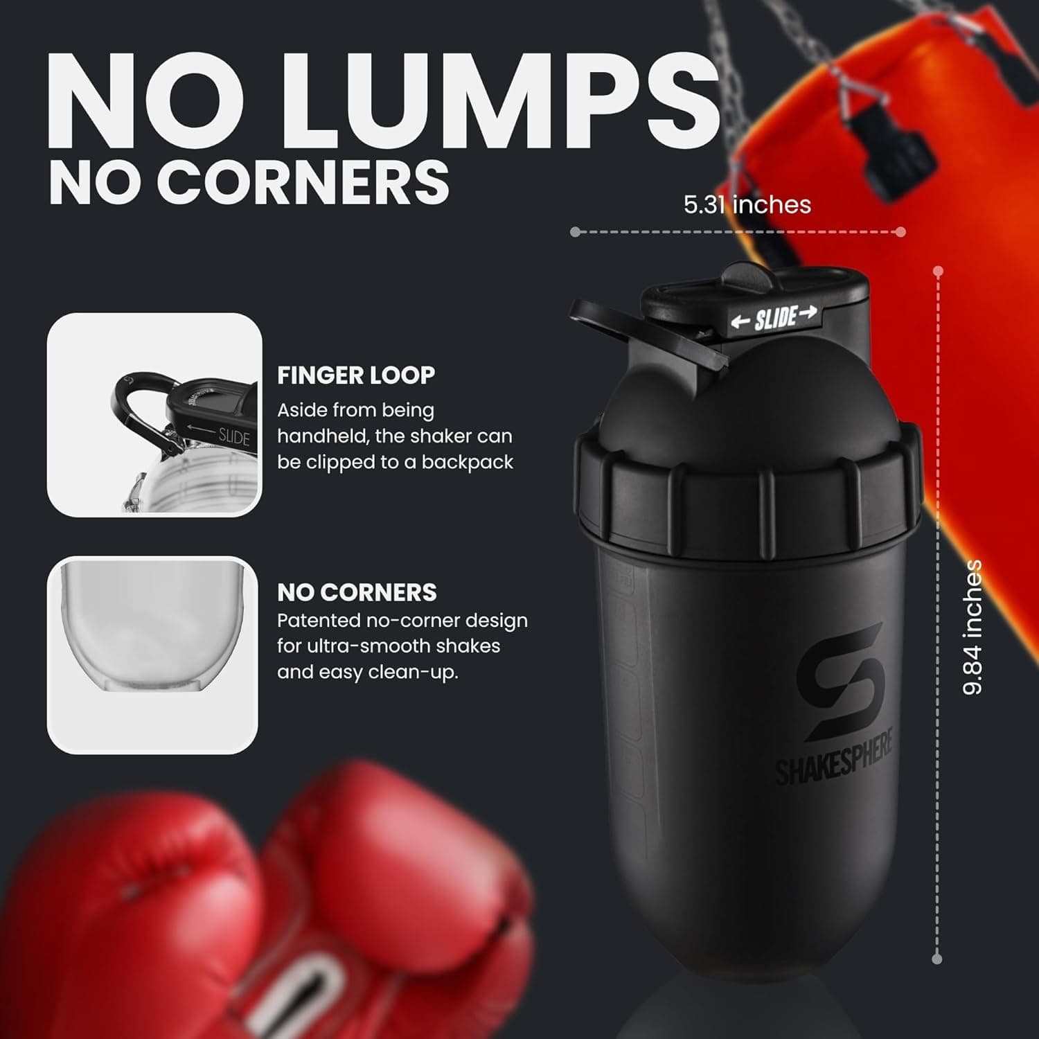 ShakeSphere Tumbler Protein Shaker Bottle 24oz thumbnail 5