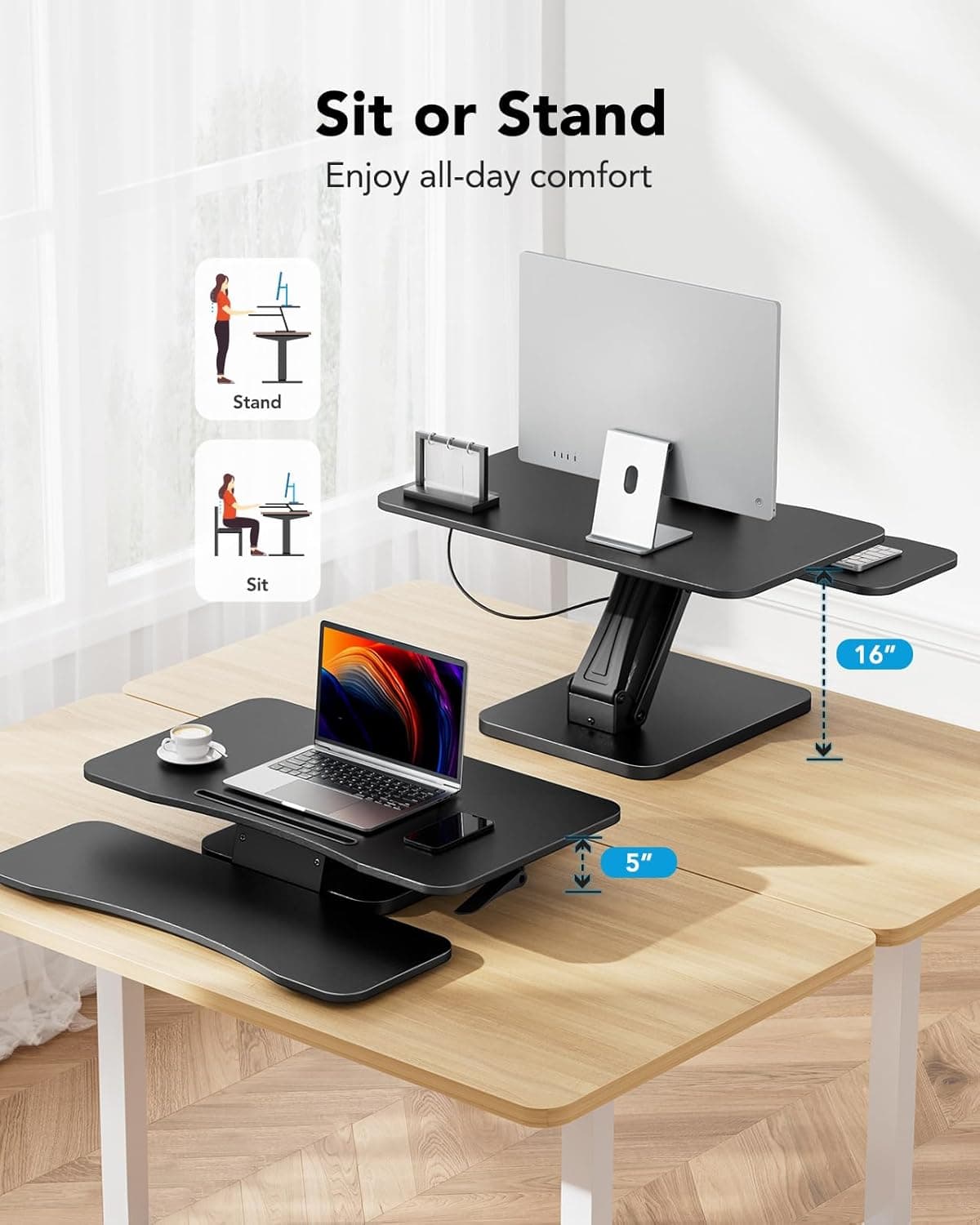HUANUO 32-Inch Standing Desk Converter thumbnail 2