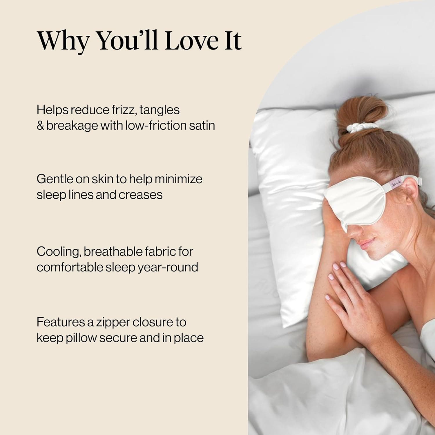 Kitsch Satin Pillowcase with Zipper for Hair and Skin thumbnail 4