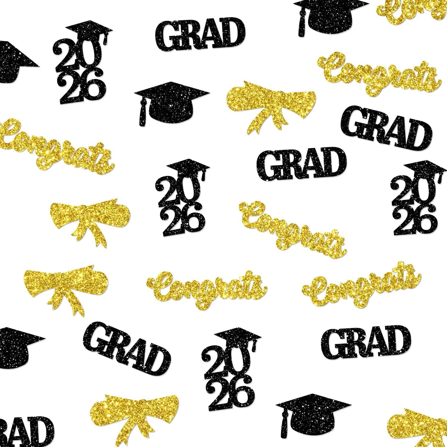 Gybeizhu 200PCS Graduation Confetti Table Scatter (Black & Gold) thumbnail 2