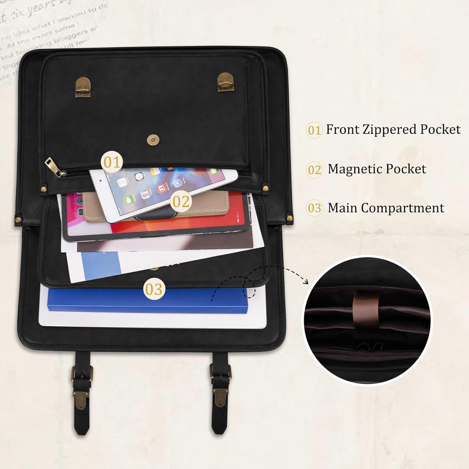 MOSISO 3-in-1 Laptop Bag Briefcase Messenger Backpack 15.6 Inch thumbnail 4