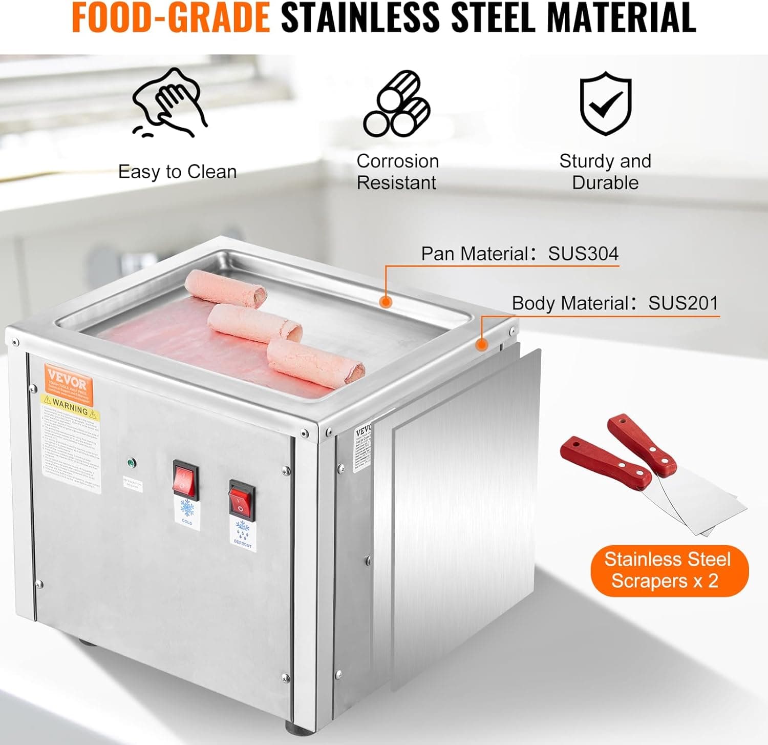 Happybuy Fried Ice Cream Roll Machine with Compressor thumbnail 5