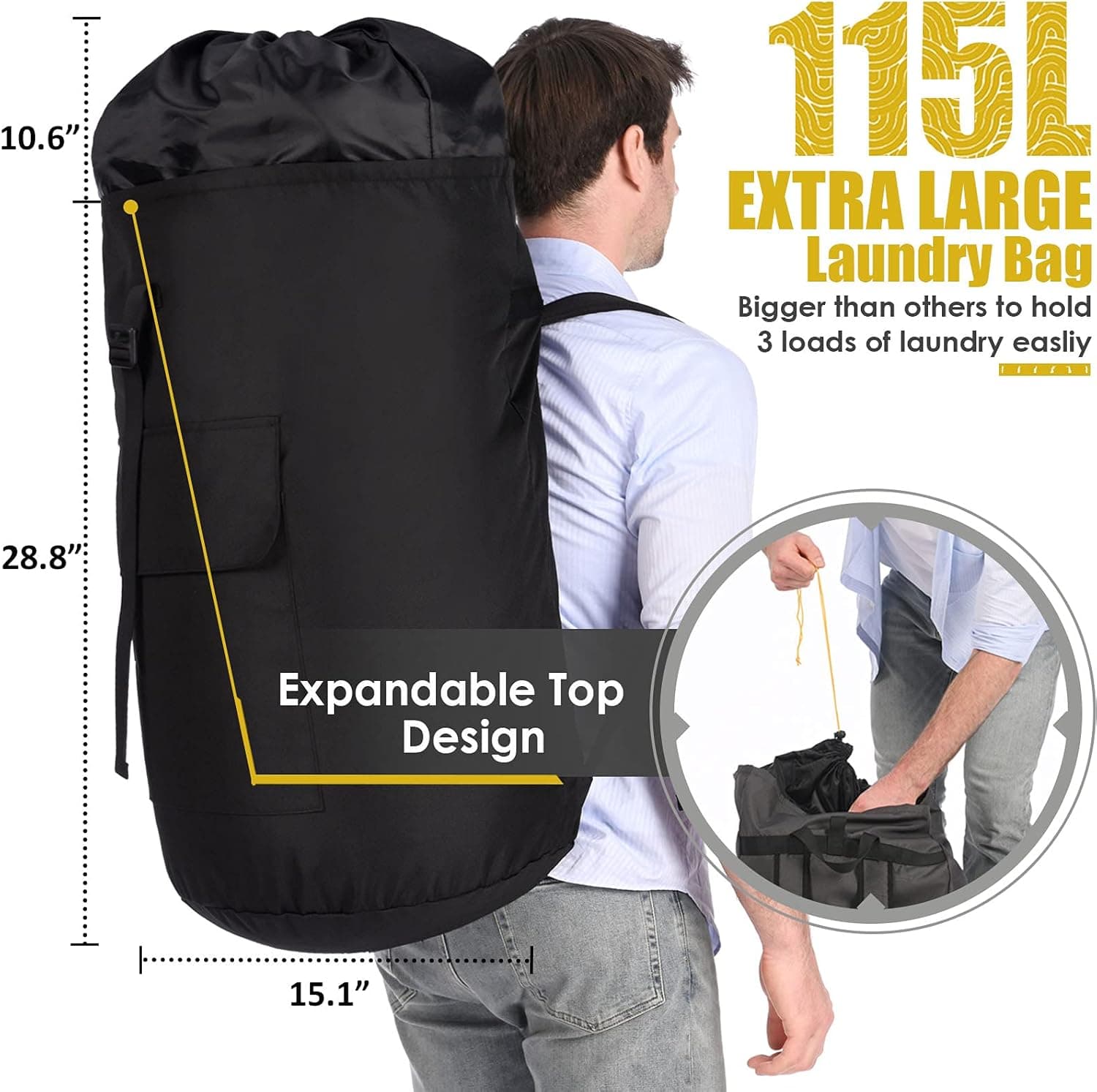 Heavy Duty Laundry Backpack Bag (115L) thumbnail 3