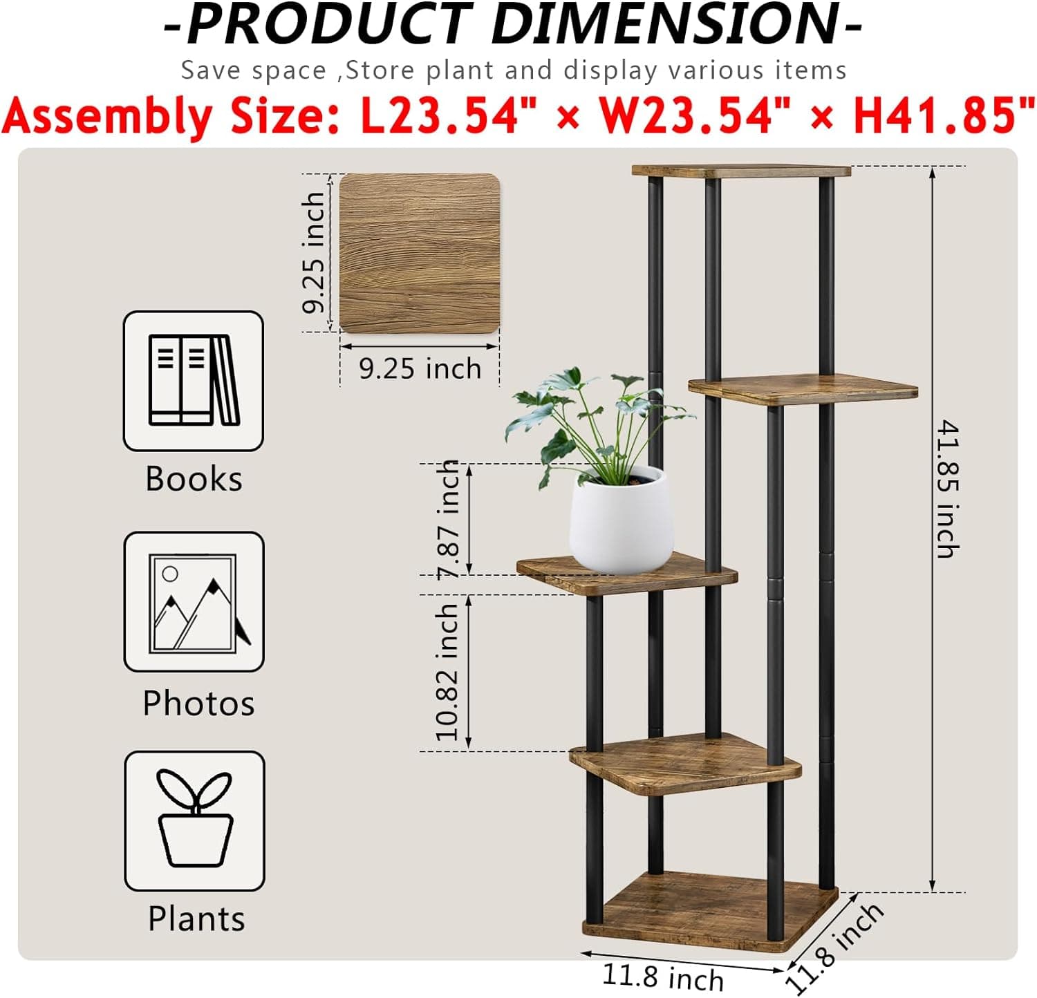 AZERPIAN 5-Tier Metal Corner Plant Stand — Indoor Flower Shelf Rack thumbnail 4