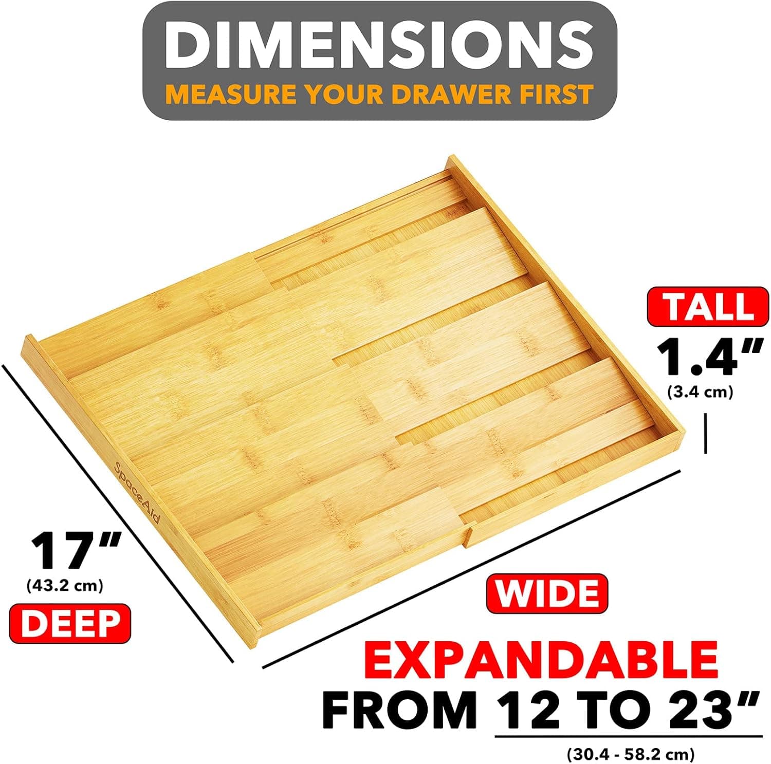 SpaceAid Bamboo Spice Drawer Organizer (Expandable 4-Tier) thumbnail 3