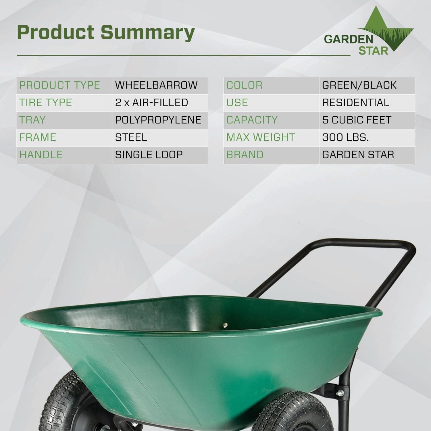 Garden Star 70007 Yard Rover Dual-Wheel Wheelbarrow, 5 Cu. Ft. thumbnail 4