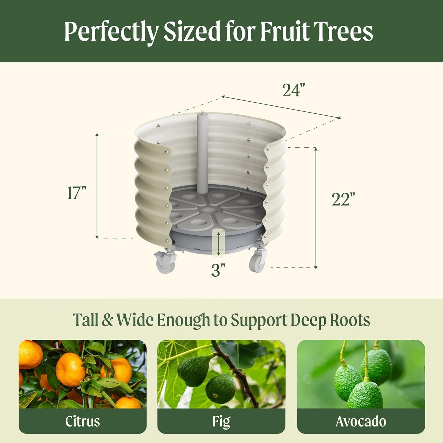 Vego Garden Self-Watering Rolling Citrus Planter thumbnail 4