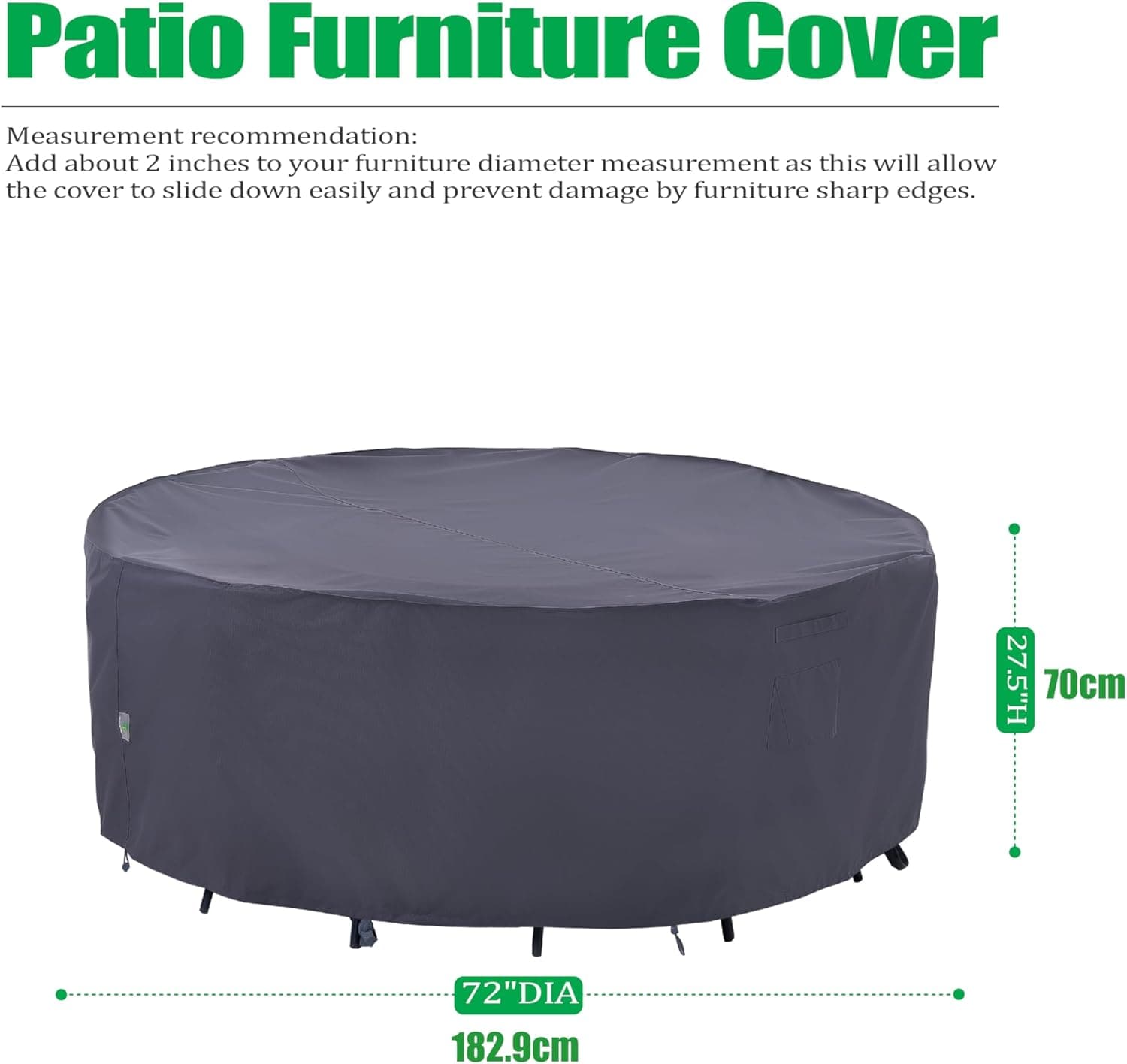 F&J Outdoors Waterproof UV Resistant Patio Cover for Round Table Chair Set thumbnail 2