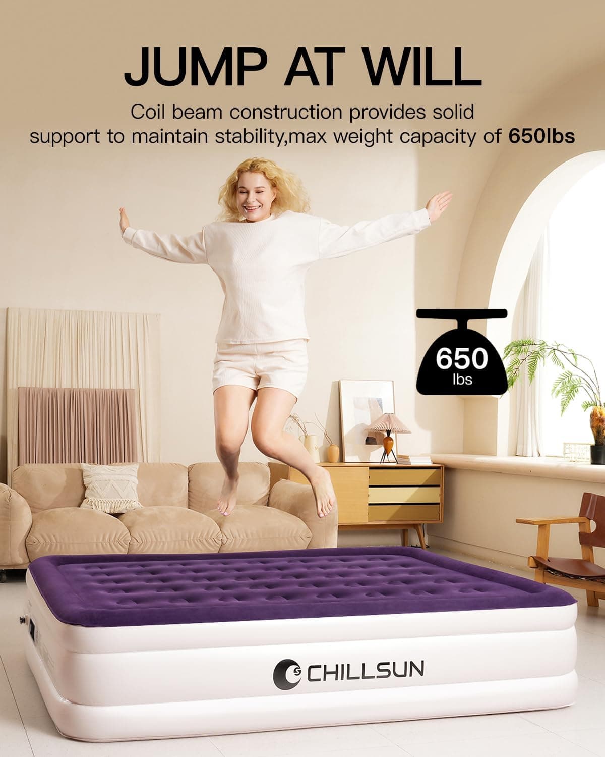 CHILLSUN Queen Air Mattress with Built-in Pump thumbnail 3