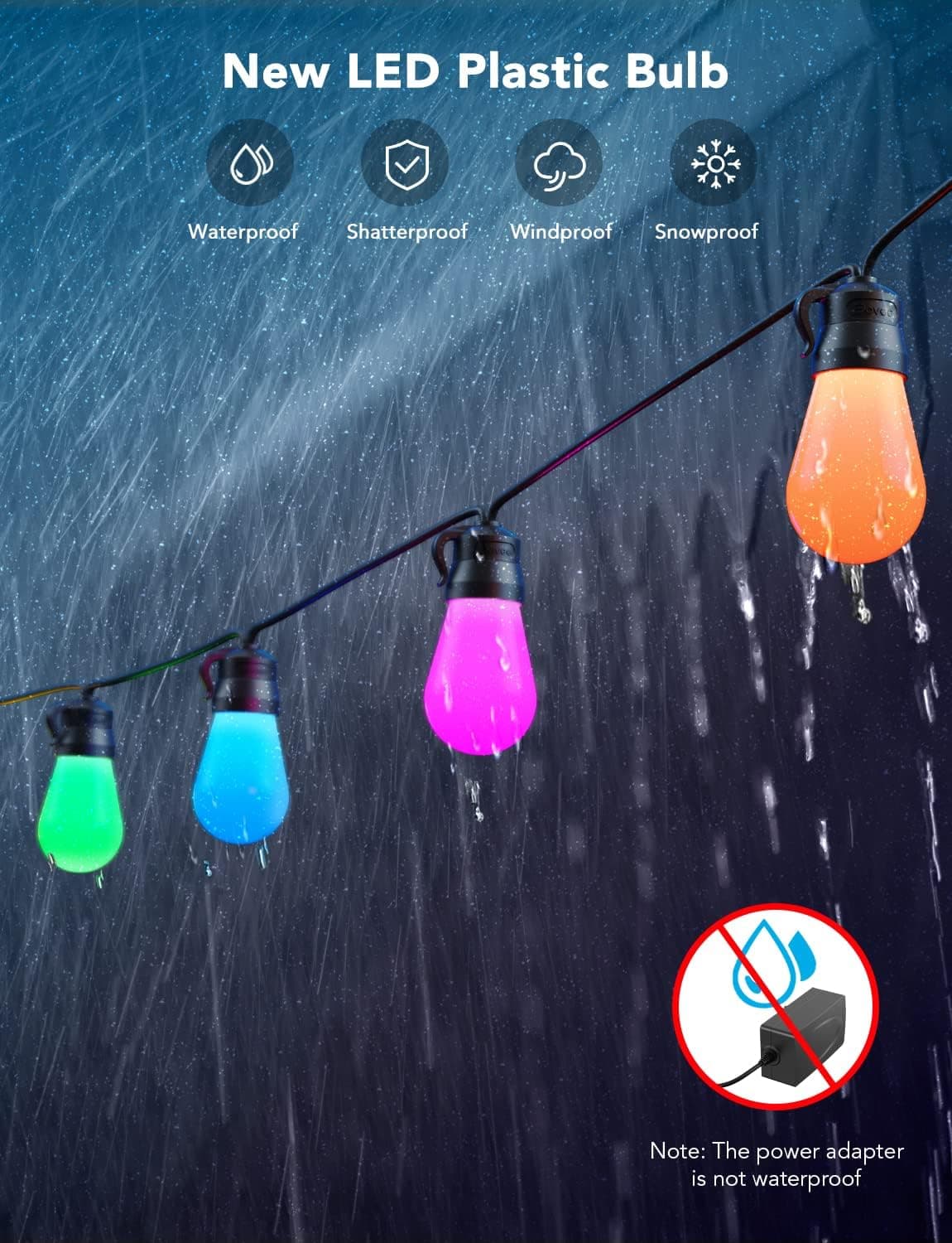 Govee Smart Outdoor String Lights H7015 48ft RGBIC thumbnail 4