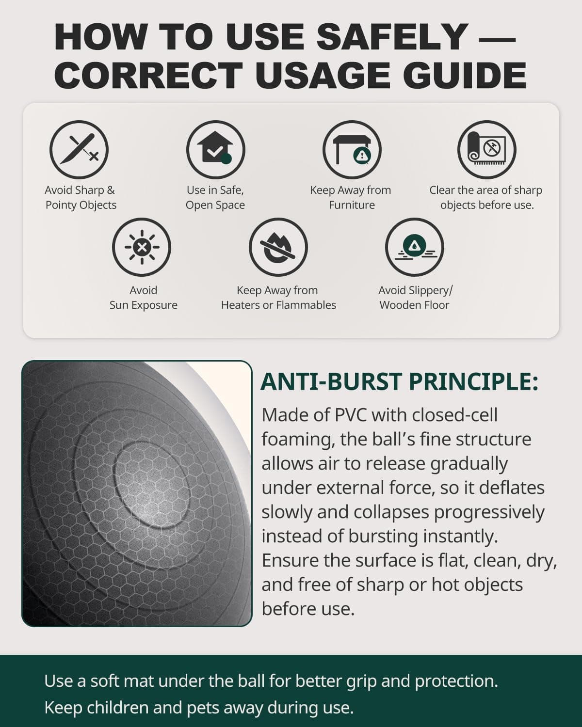 Trideer Exercise Ball for Yoga, Pilates & Fitness thumbnail 2