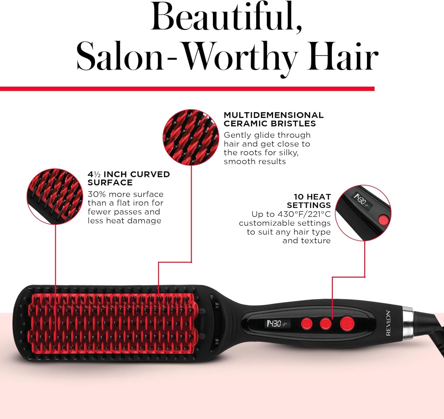 REVLON SmoothStay XL Hair Straightener Brush thumbnail 5