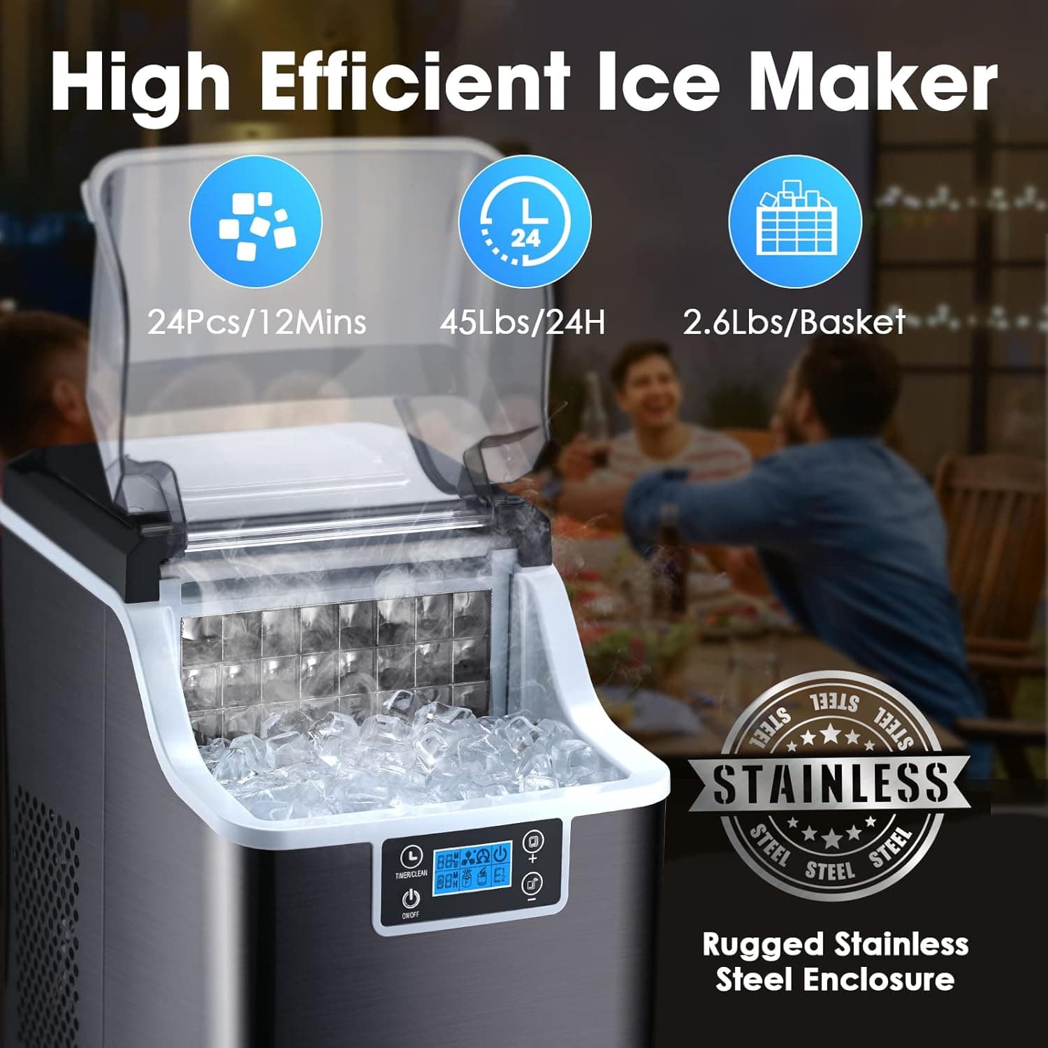 FREE VILLAGE Countertop Ice Maker 45Lbs thumbnail 2