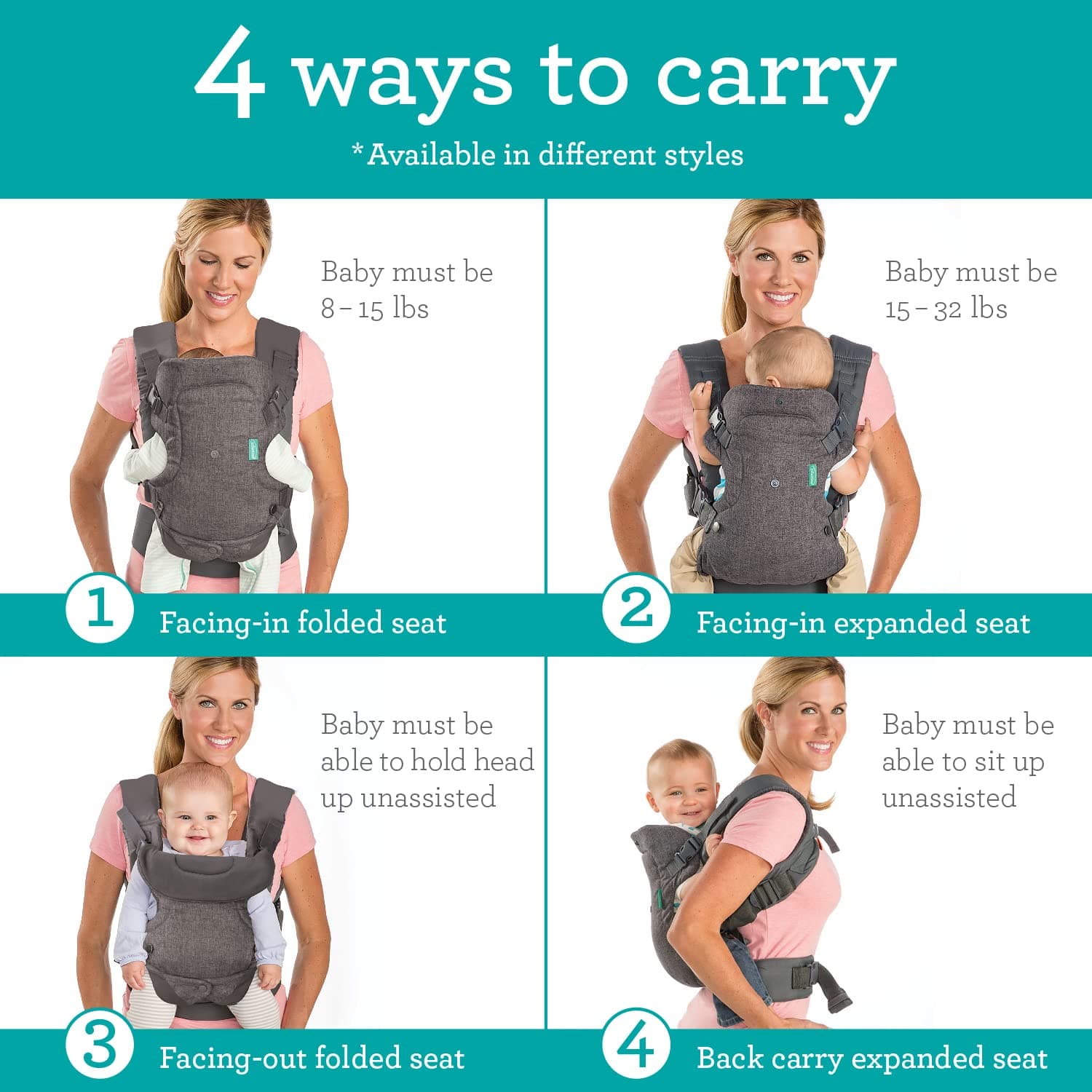 Infantino Flip Advanced 4-in-1 Convertible Baby Carrier thumbnail 2
