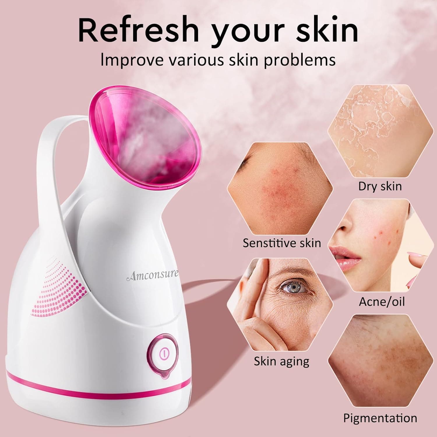 Amconsure Facial Steamer — Nano Ionic Face Steamer for Home Sauna SPA thumbnail 4