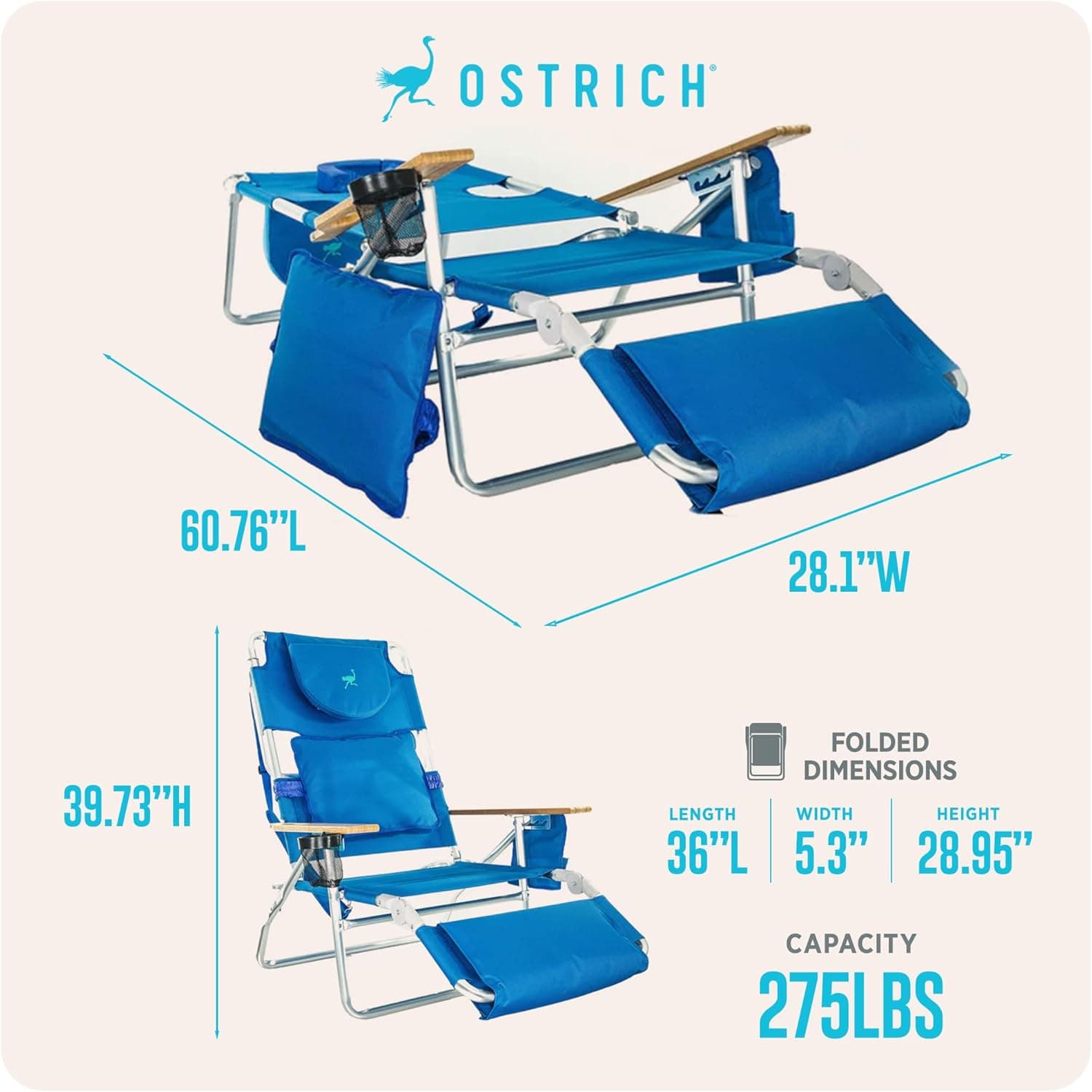 Ostrich Deluxe 3N1 Beach Lounge Chair thumbnail 3