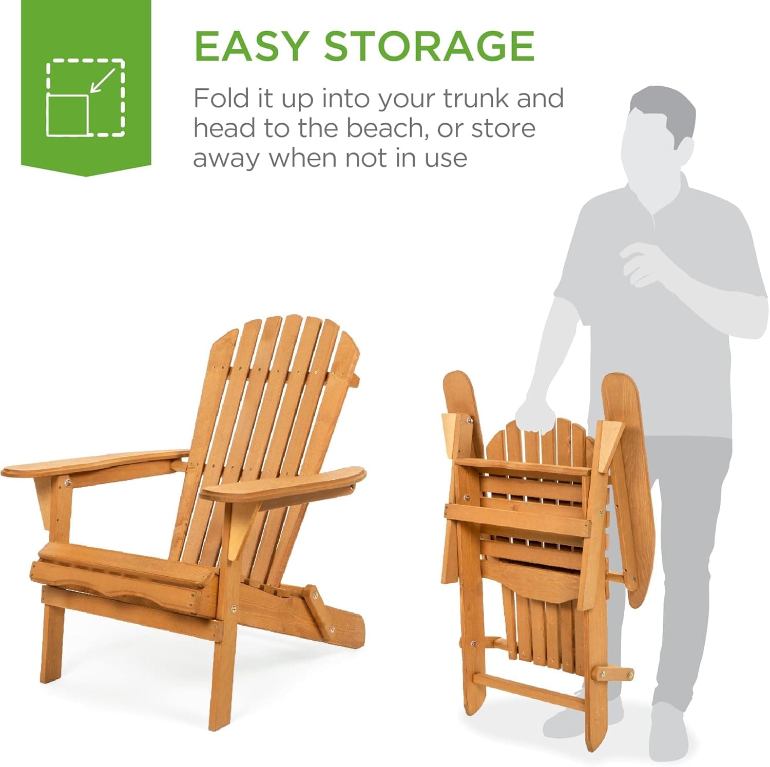Best Choice Products Folding Wooden Adirondack Chair thumbnail 4