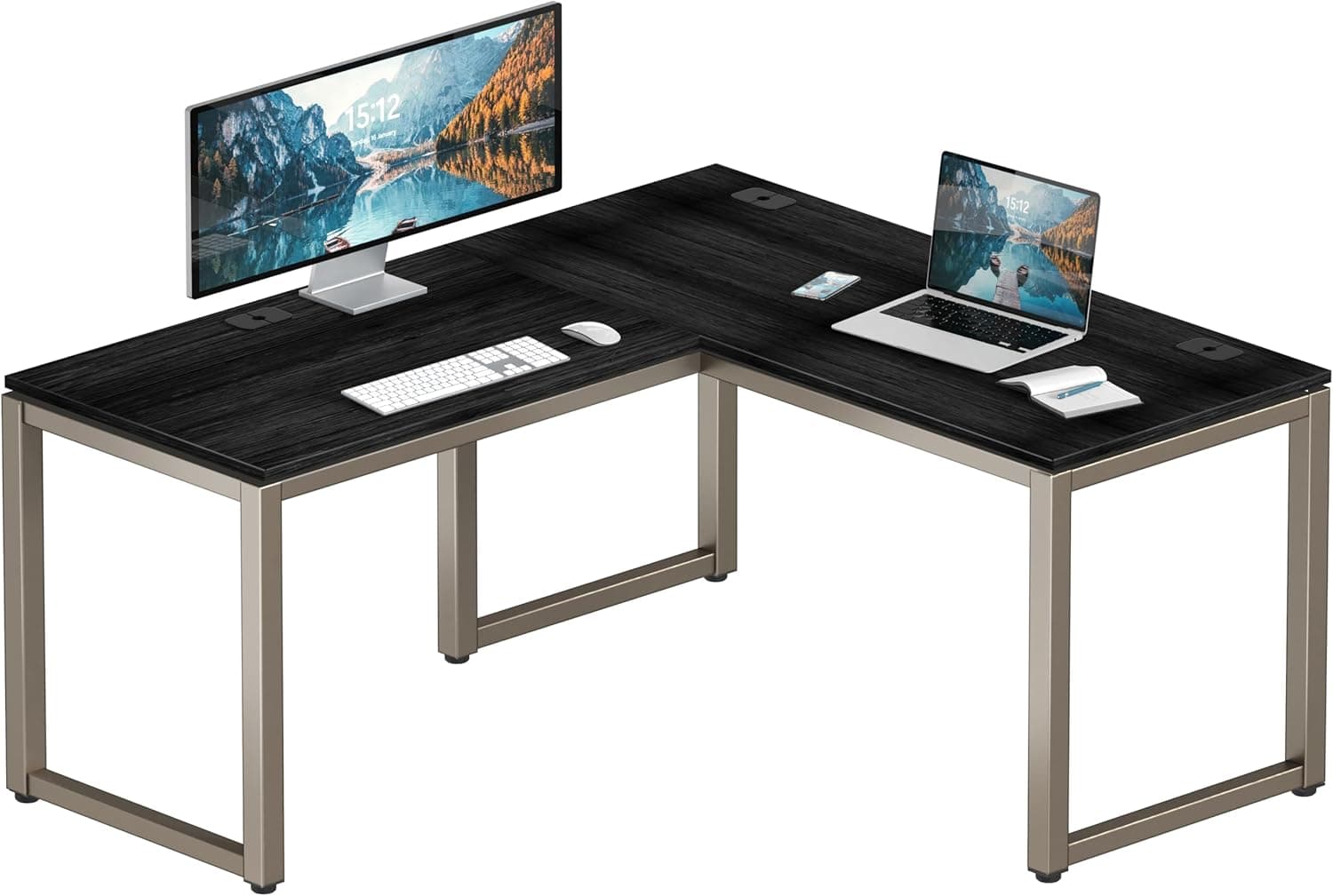 SHW 55x60 Inch L-Shaped Home Office Corner Desk