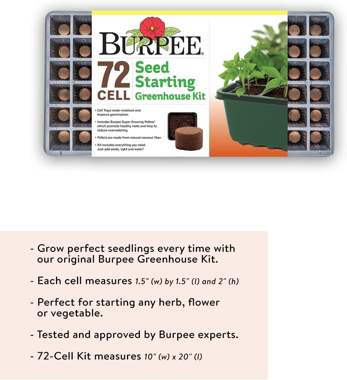 Burpee 72 Cell Greenhouse Kit with Coir Pellets and Dome thumbnail 4