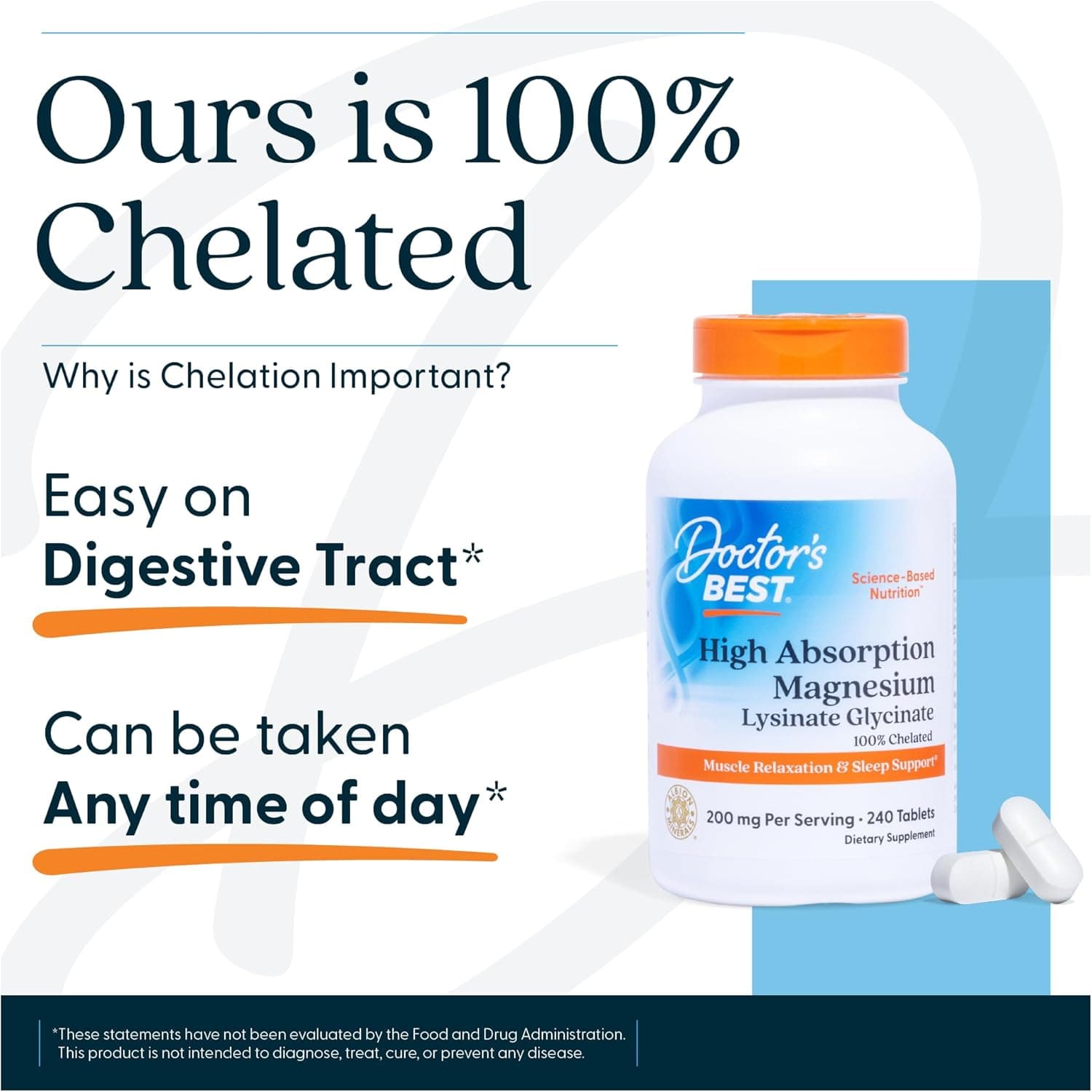 Doctor's Best High Absorption Magnesium Glycinate Lysinate, 200mg, 240 Tablets thumbnail 5