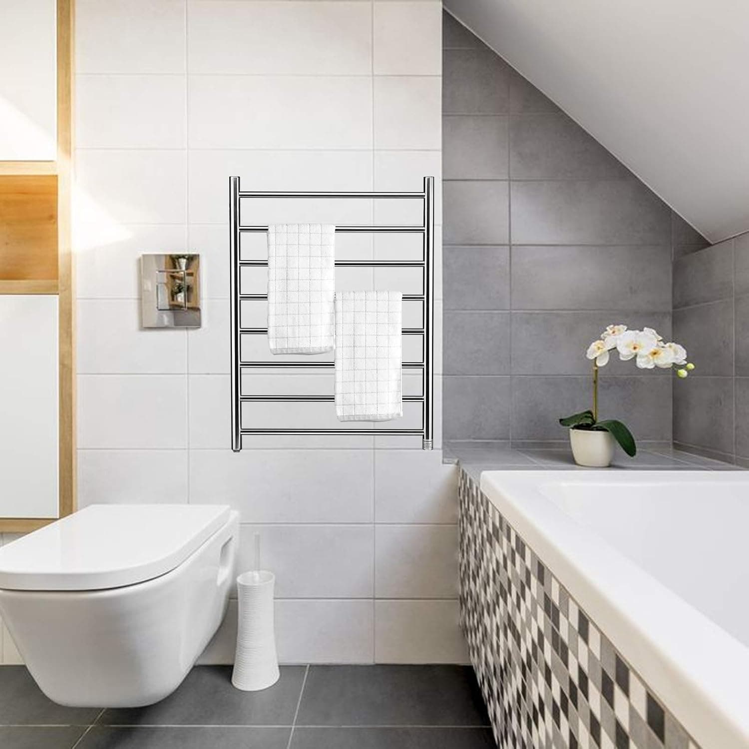 Homeleader 8-Bar Stainless Steel Heated Towel Rack thumbnail 2