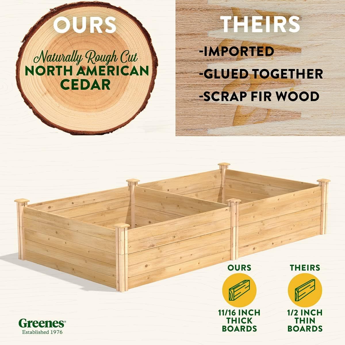 Greenes Fence Premium Cedar Raised Garden Bed (4x8x17.5") thumbnail 2