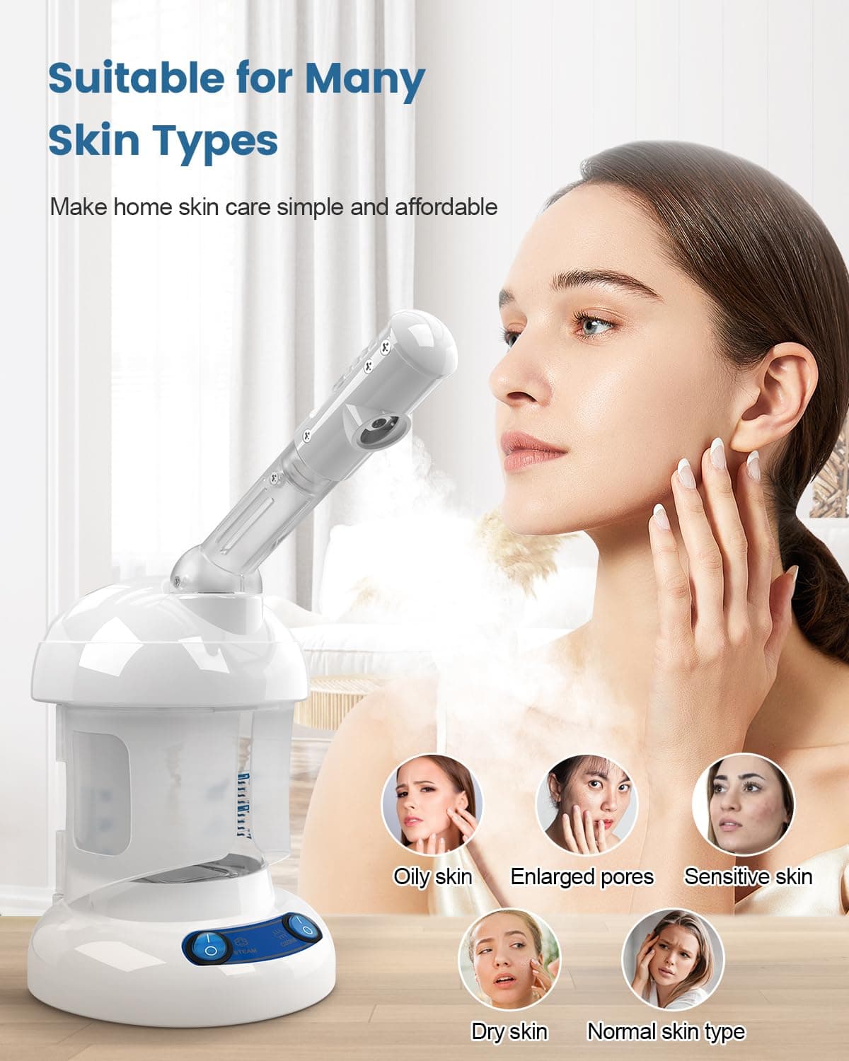 Kingsteam Tabletop Facial Steamer with 360° Rotating Arm thumbnail 3
