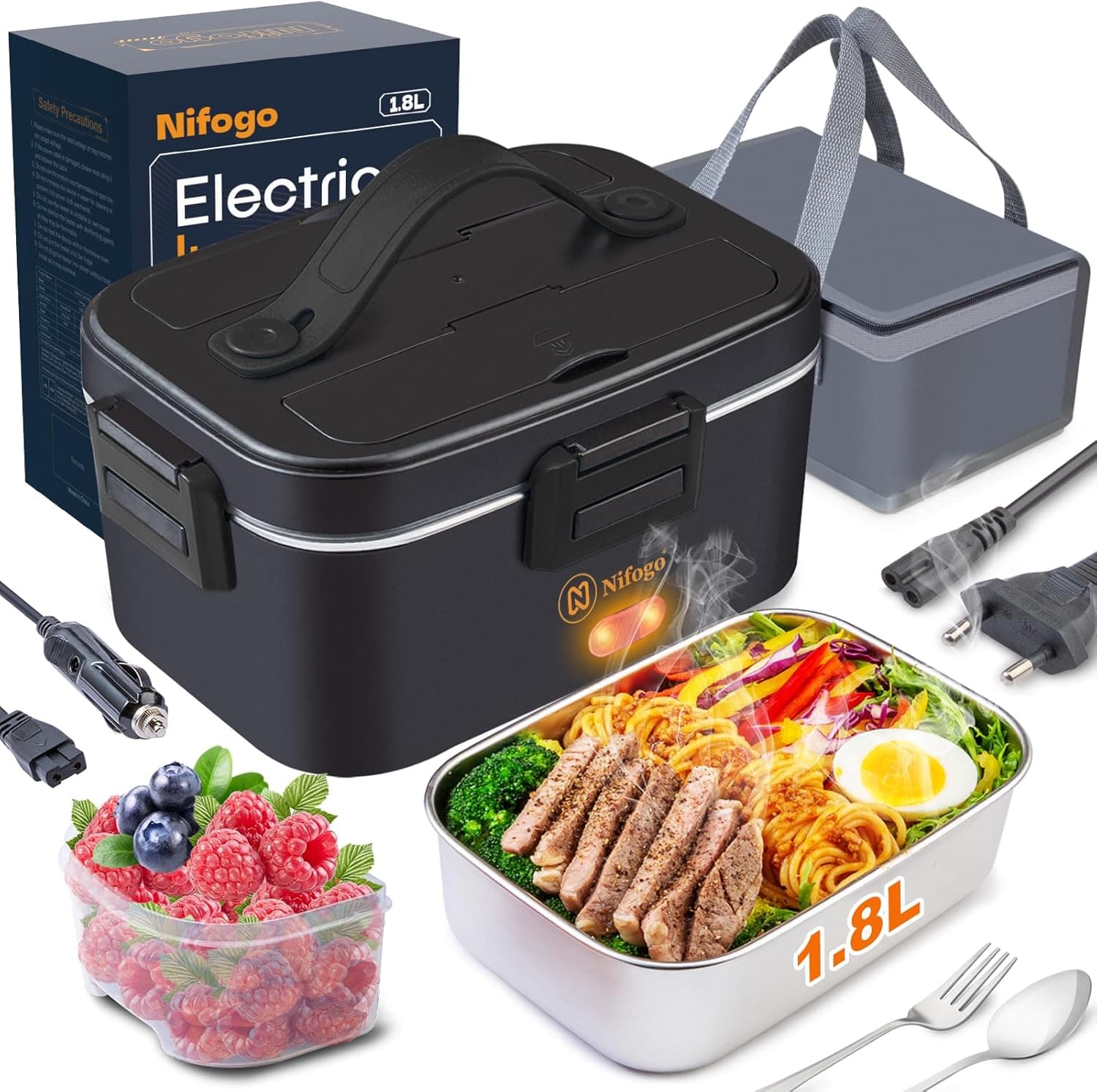 Nifogo 80W Electric Lunch Box 3-in-1 (1.8L, 12V/24V/110V) - image 1