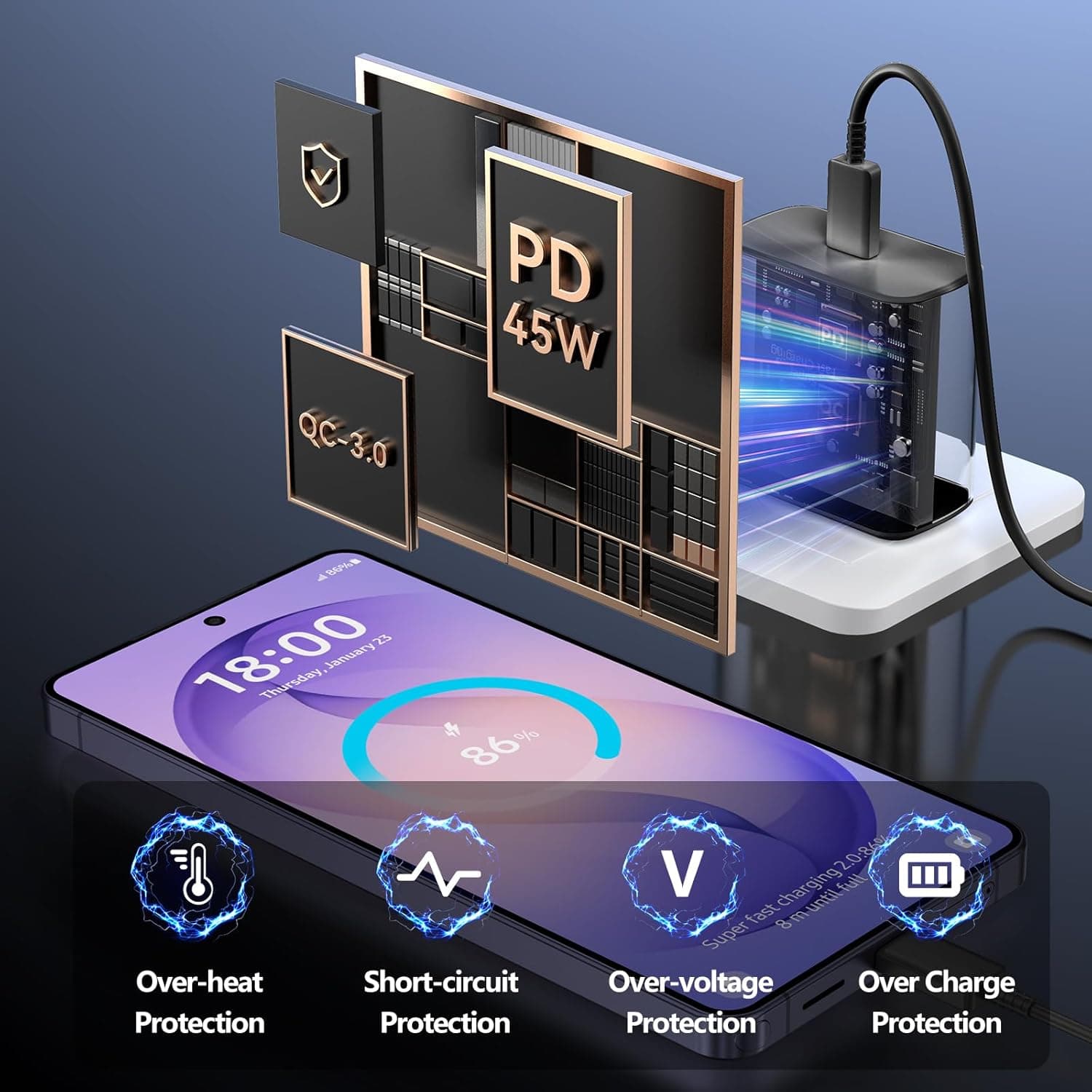 45W Super Fast Charger USB-C for Galaxy S26 thumbnail 5