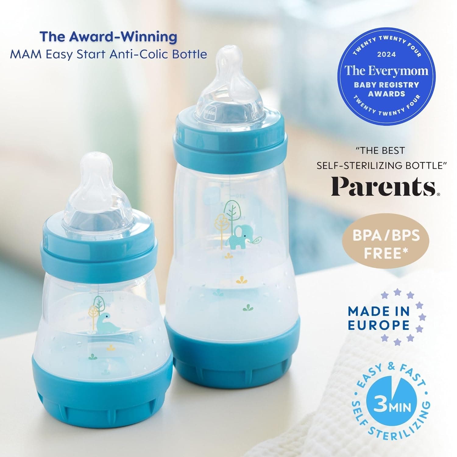 MAM Easy Start Anti-Colic Baby Bottle (9 oz, 3-Pack) thumbnail 2