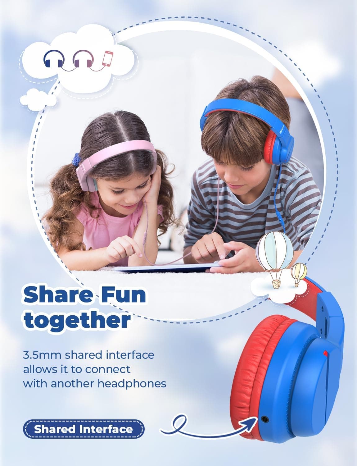 iClever HS19 Kids Headphones for School thumbnail 3
