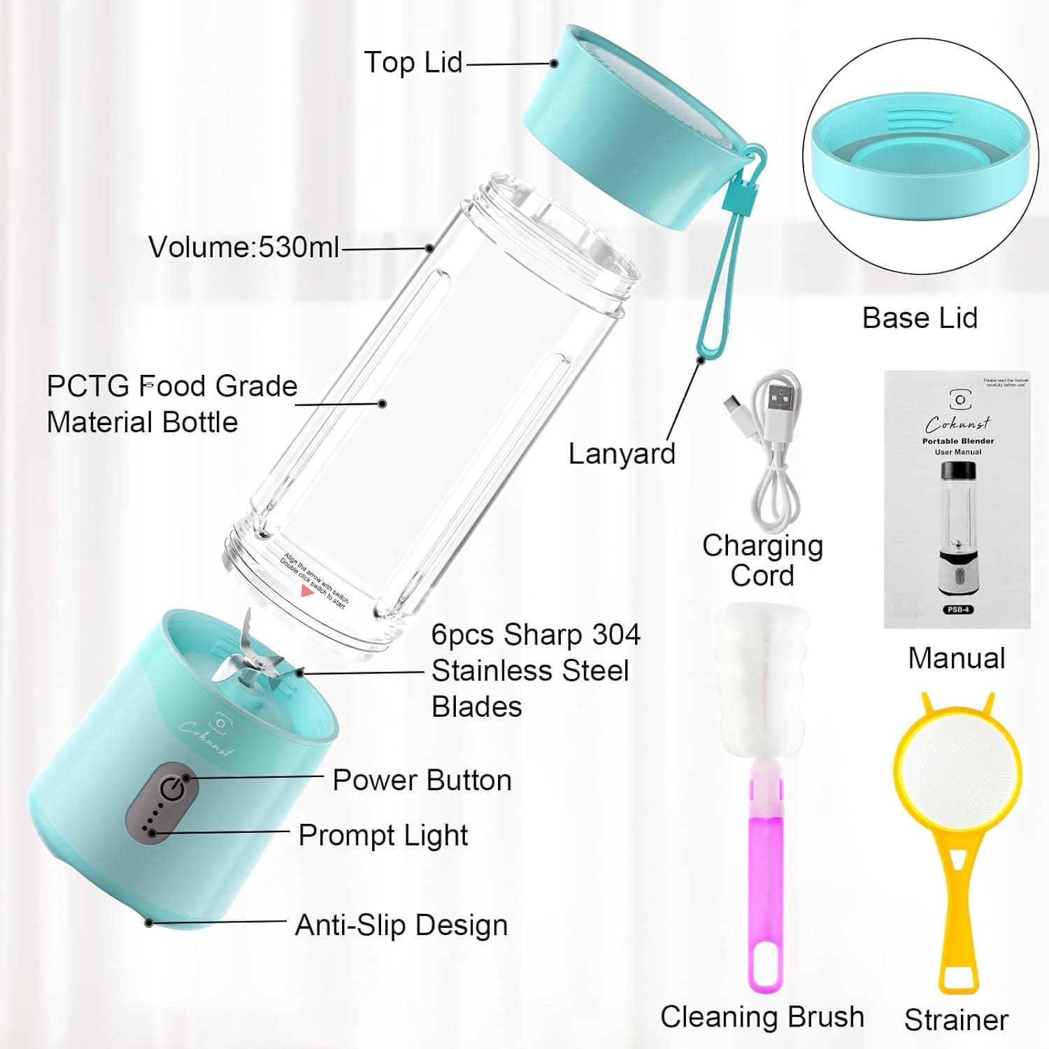 COKUNST Portable Blender 18oz thumbnail 4