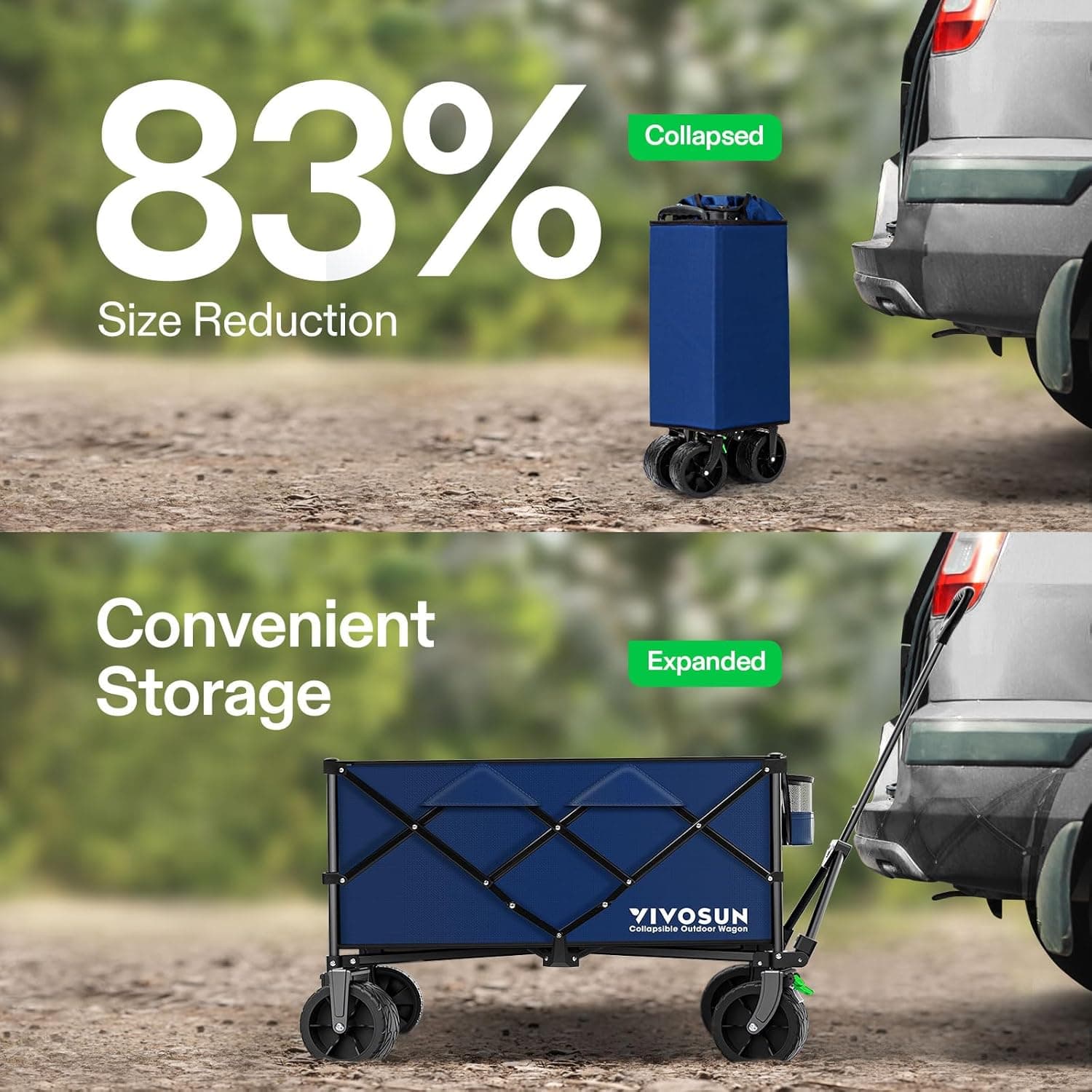 VIVOSUN Collapsible Folding Wagon with All-Terrain Wheels thumbnail 4