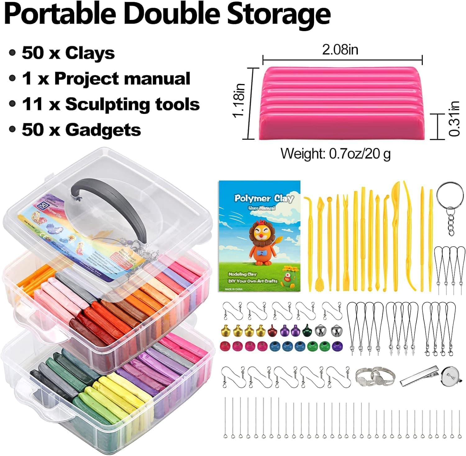 CiaraQ Polymer Clay Starter Kit, 50 Colors with Sculpting Tools thumbnail 2