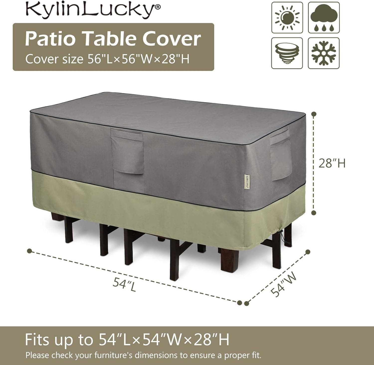 KylinLucky Outdoor Furniture Covers Waterproof, Patio Table and Chairs Set Cover thumbnail 2
